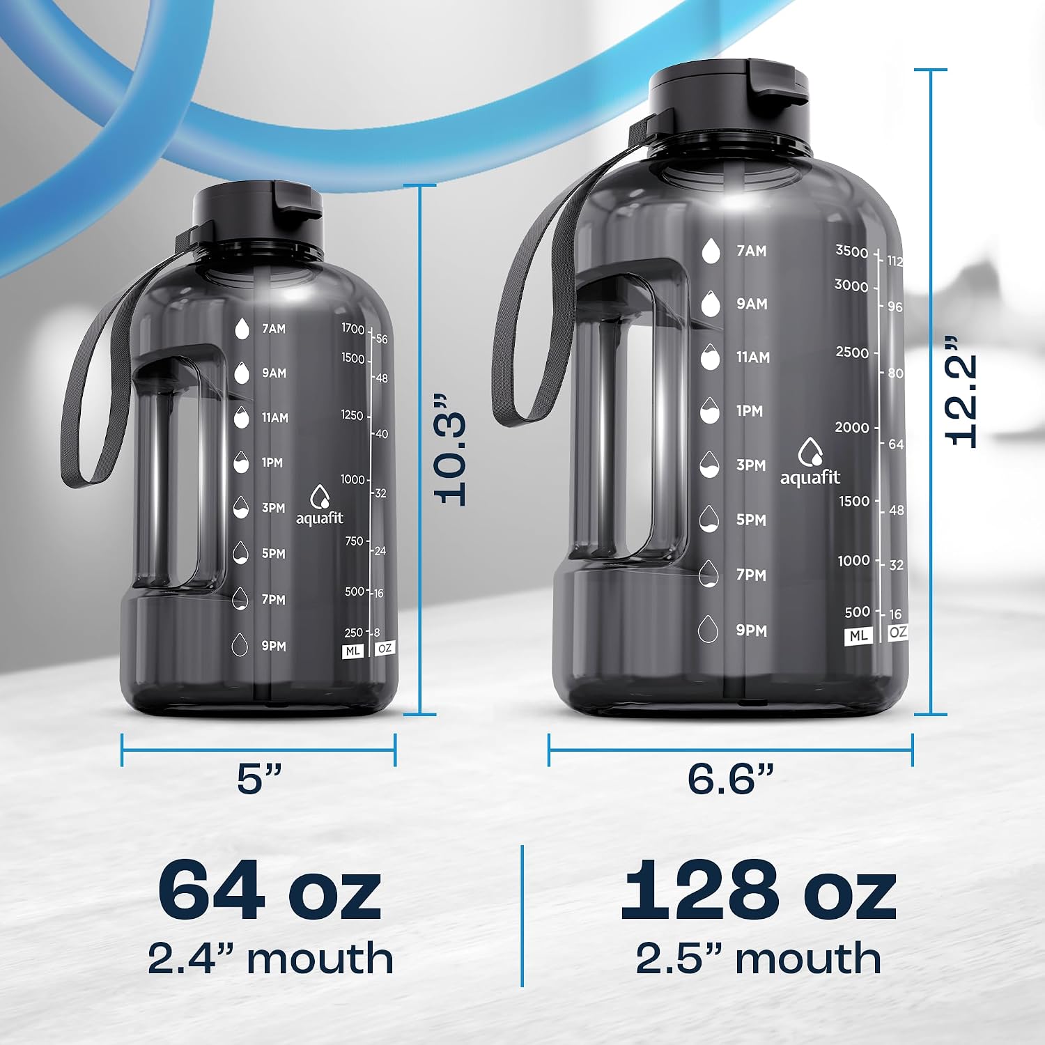 AQUAFIT 1 Gallon Water Bottle with Time Marker