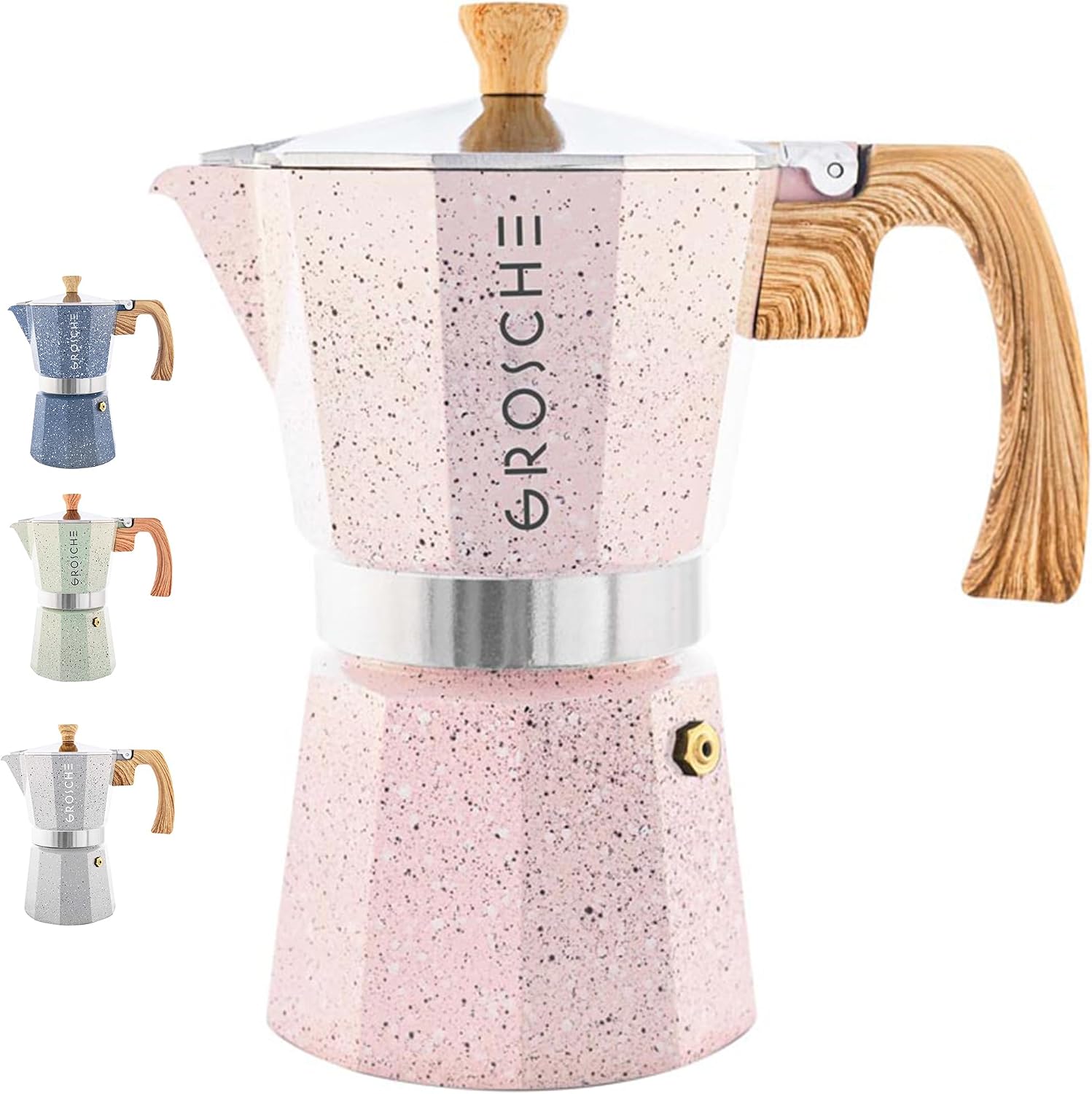 GROSCHE Milano Moka Pot | 9 Espresso Cup - 15.2 oz | Stovetop Espresso Percolator & Coffee Maker – Portable, Ideal for Home and Camping | Cuban Coffee Maker And Italian Moka Pot For Stovetop Espresso; For Gas, Electric, And Propane Stoves With A Soft-Tou…