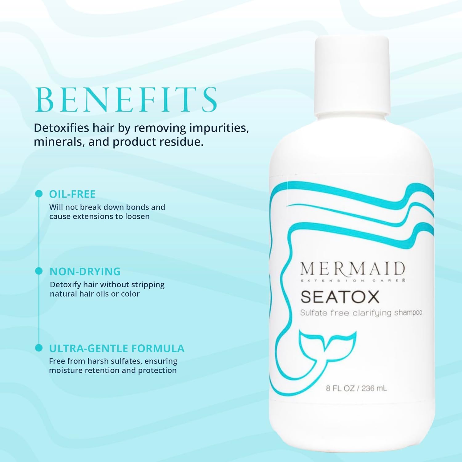 Seatox Clarifying Shampoo, Sulfate-Free, 8 Fl Oz | Deep Cleansing Detox Removes Build-Up, Minerals & Residue Without Stripping Moisture, Extension-Safe Prep For Lasting Bonds