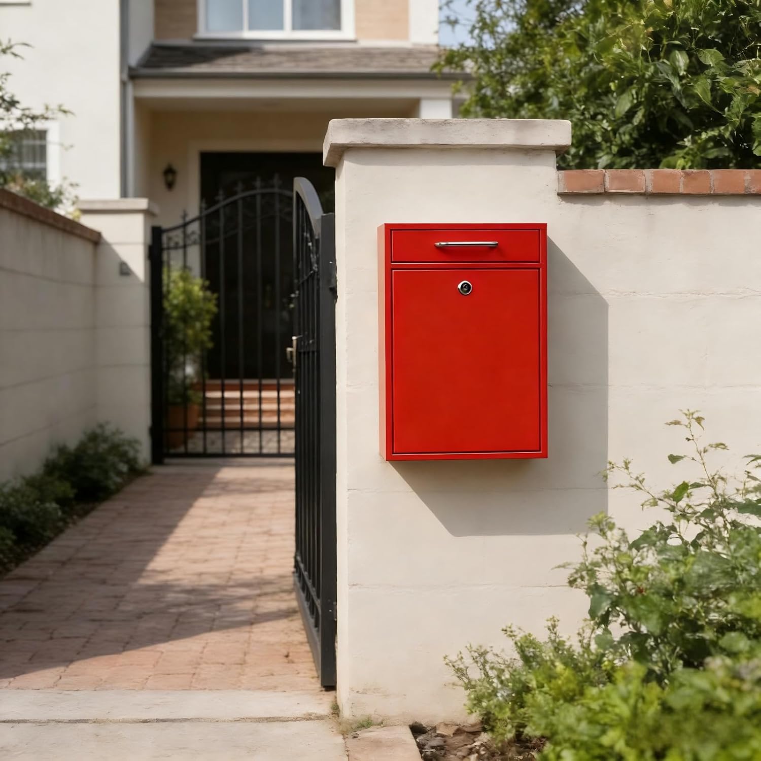 KYODOLED Steel Key Lock Mail Boxes Outdoor, Locking Wall Mount Mailbox, Security Lock Drop Box, Collection Boxes for Home, Office or Commercial,16.2H x 11.2L x 4.6W Inches, Black X Large