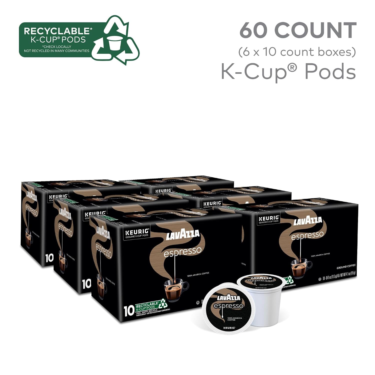 Lavazza Espresso, Single-Serve Keurig K-Cup Pods, Medium Roast Coffee, 32-Count Box