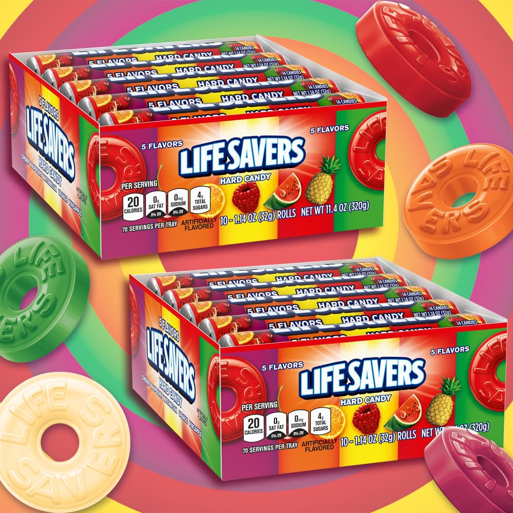 LIFE SAVERS Butter Rum Hard Candy Bulk, 1.14 ounce (20 Single Packs) | Buttery rum hard candy in single packs, easy to share at the desk, on commutes, road trips or in a candy bowl at game night