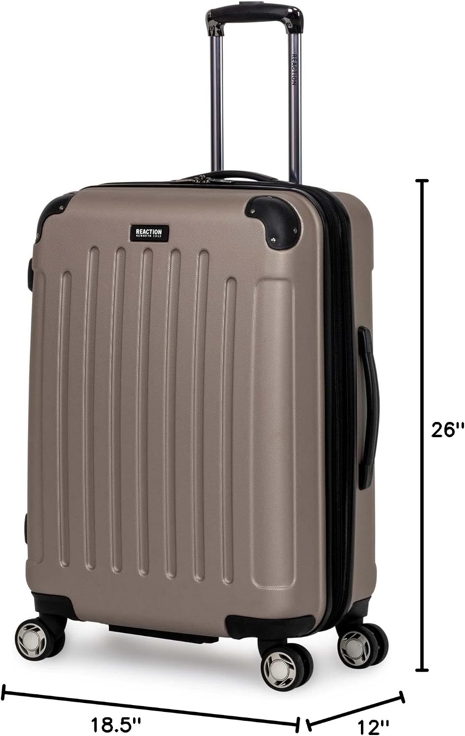 Kenneth Cole REACTION Renegade Luggage Expandable 8-Wheel Spinner Lightweight Hardside Suitcase, Champagne, 20-Inch Carry On