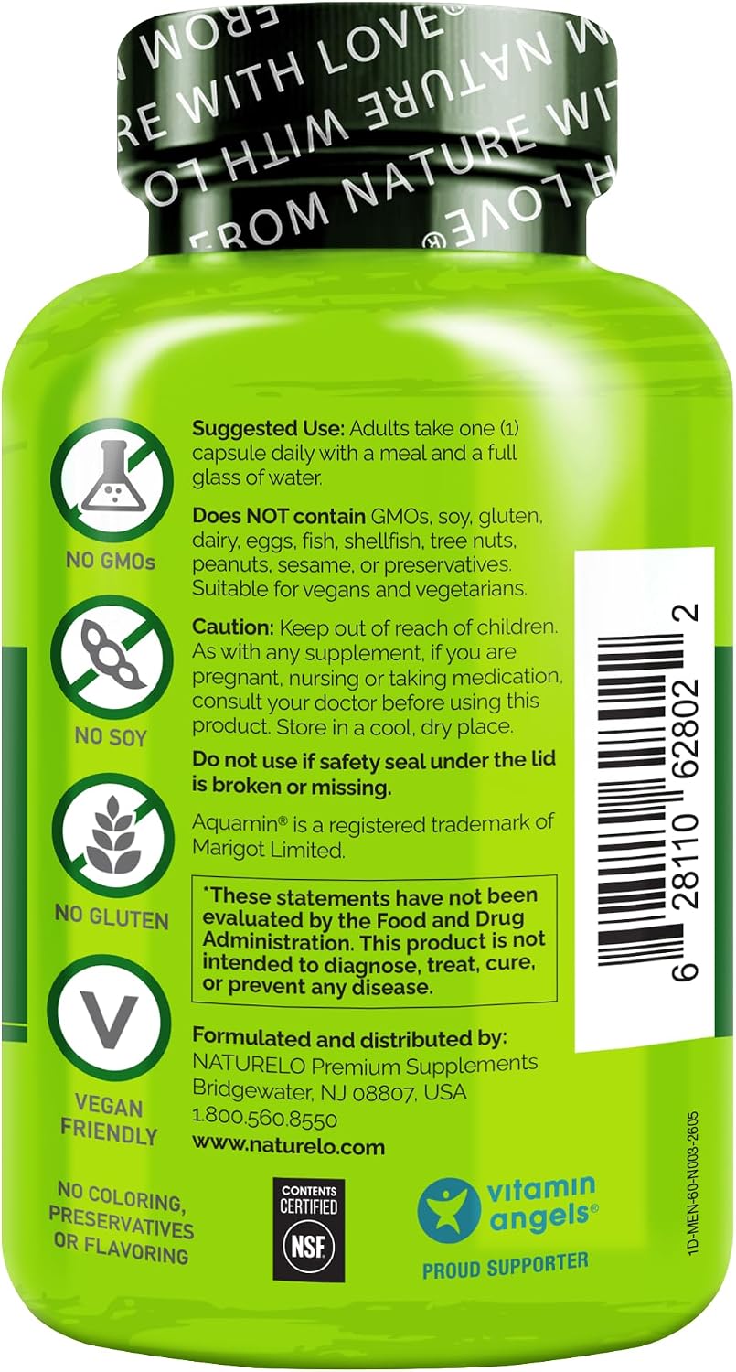 NATURELO Multivitamin for Men - One Daily, 60 Vegetarian Capsules | Vitamins, minerals & organic whole foods, non-GMO