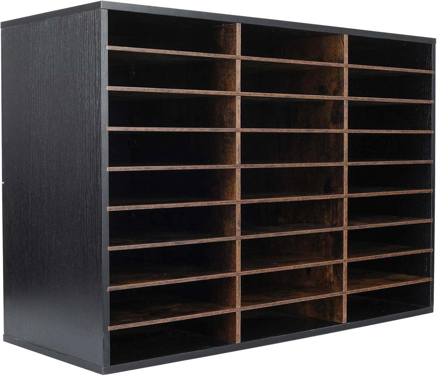 TQVAI Wood Literature Organizer, 27 Slots Hold 13500 Sheets A4 Papers, Wooden Desk File Paper Storage Organizer with Adjustable Shelves