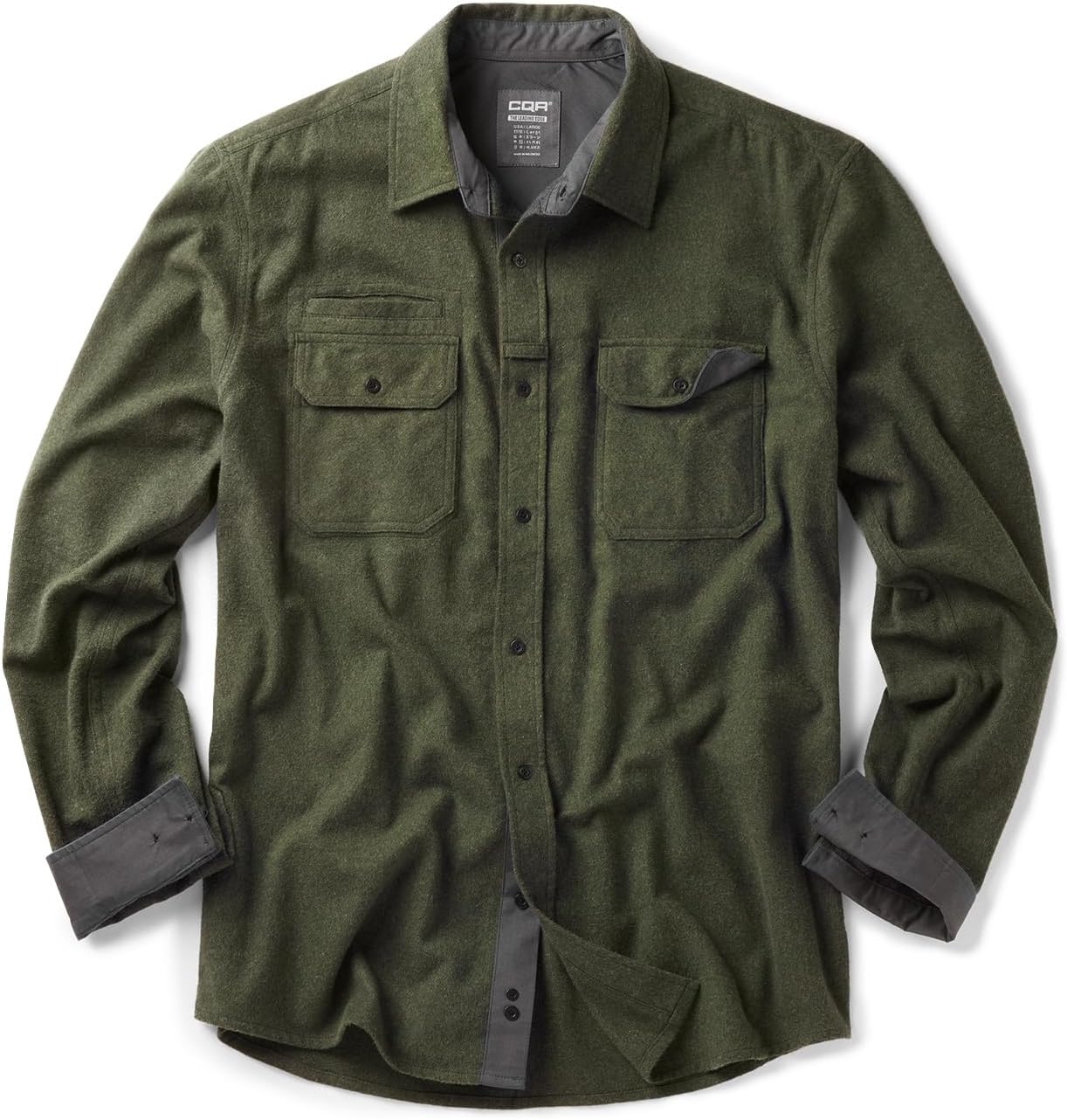 CQR Men's 100% All Cotton Button Down Flannel Shirts, Long Sleeve Brushed Warm Soft Casual Outdoor Plaid Shirt