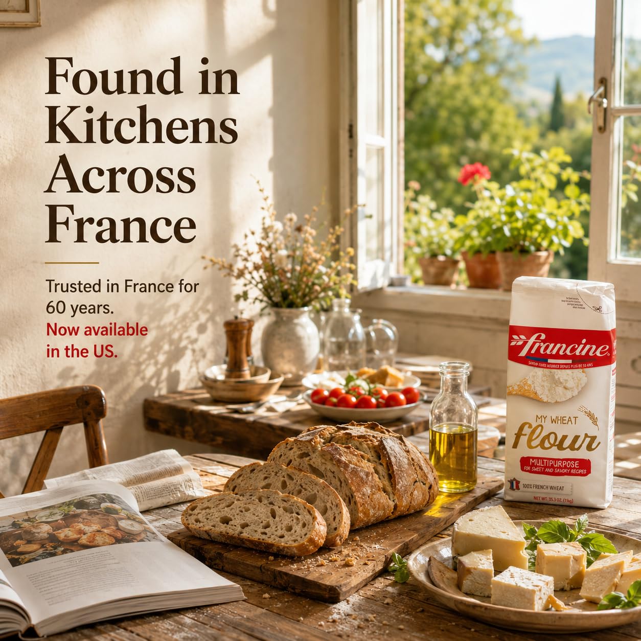 Francine T65 All-Purpose French Flour, Unbleached, 10% Protein, 2.2lb (2-Pack)