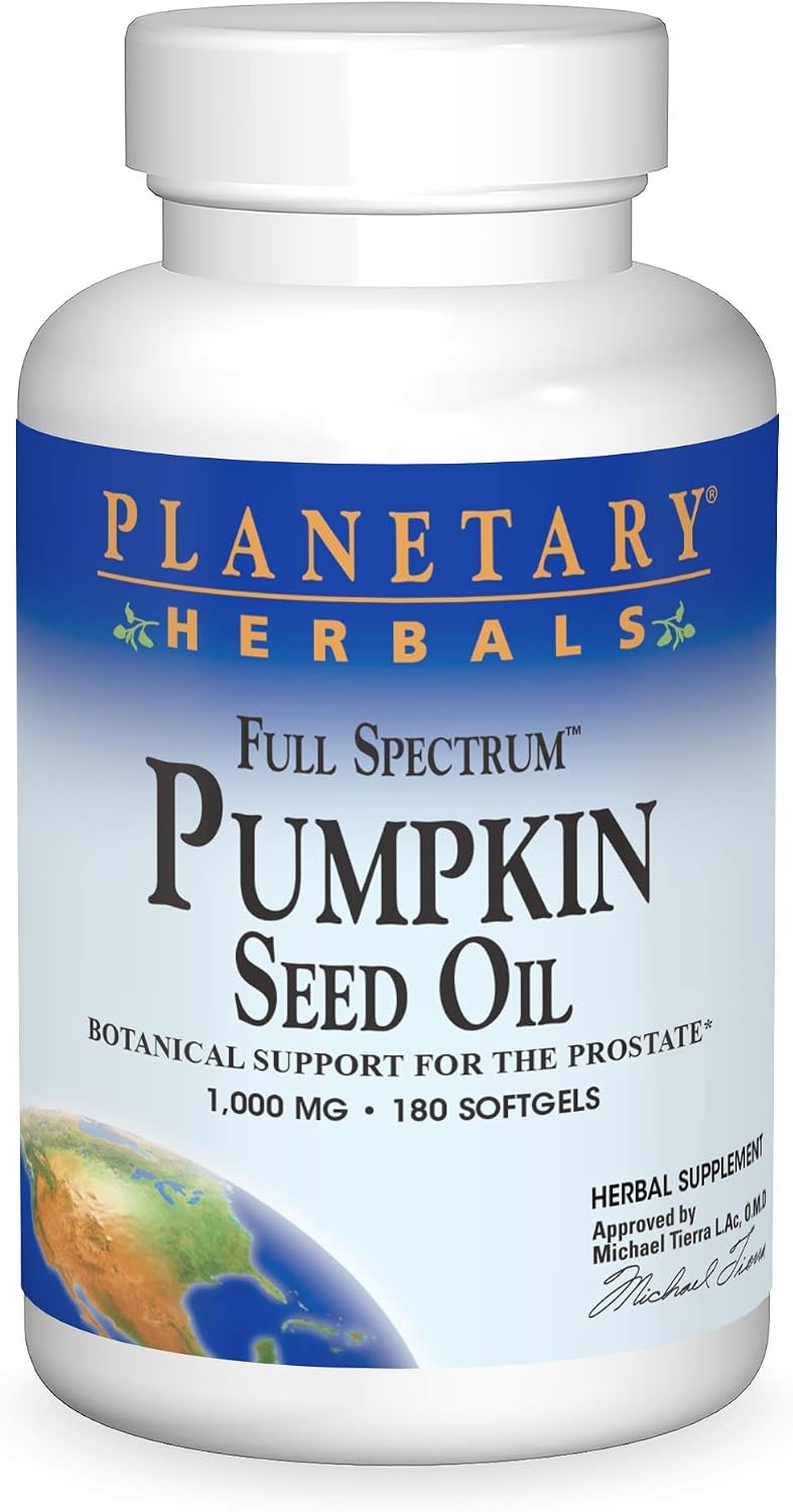 Planetary Herbals Full Spectrum Pumpkin Seed Oil, Botanical Support for The Prostate*, 1,000 mg - 180 Count | Botanical Support for The Prostate