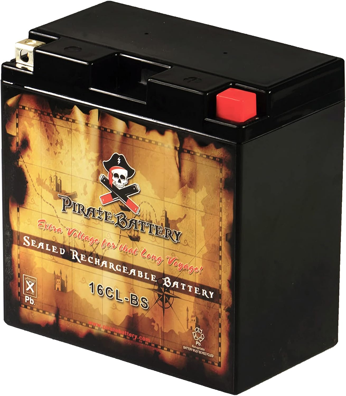 Pirate Battery YTX20HL-BS 310 CCA Maintenance-Free 12V 19Ah Battery Replacement for ATV, Harley Davidson Motorcycle, Jet Skis, Scooter, UTV, and More - Nut and Bolt (T3) Terminal