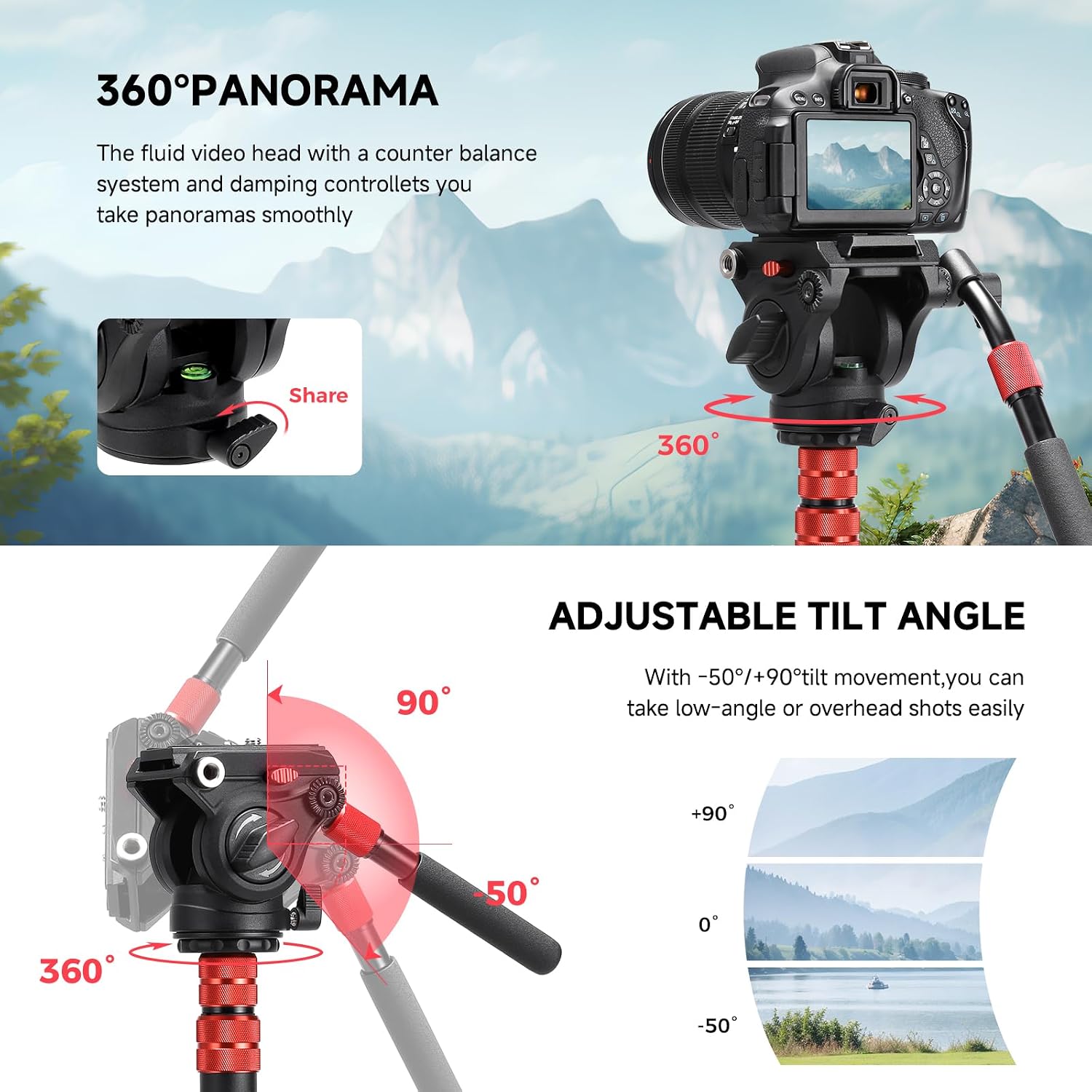 Avella V501 Video Tripod Fluid Head with Quick Release Plate