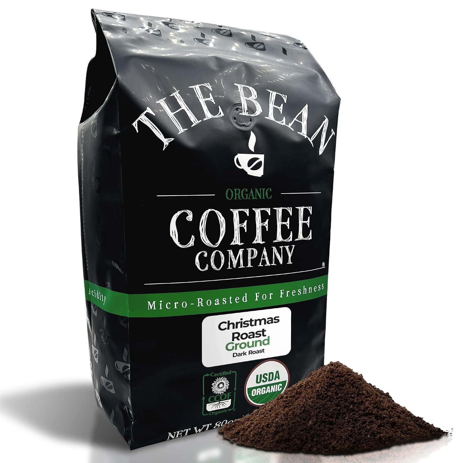 The Bean Organic Coffee Company Le Bean, Dark French Roast, Ground Coffee, 16-Ounce Bag,Café molido tostado organico