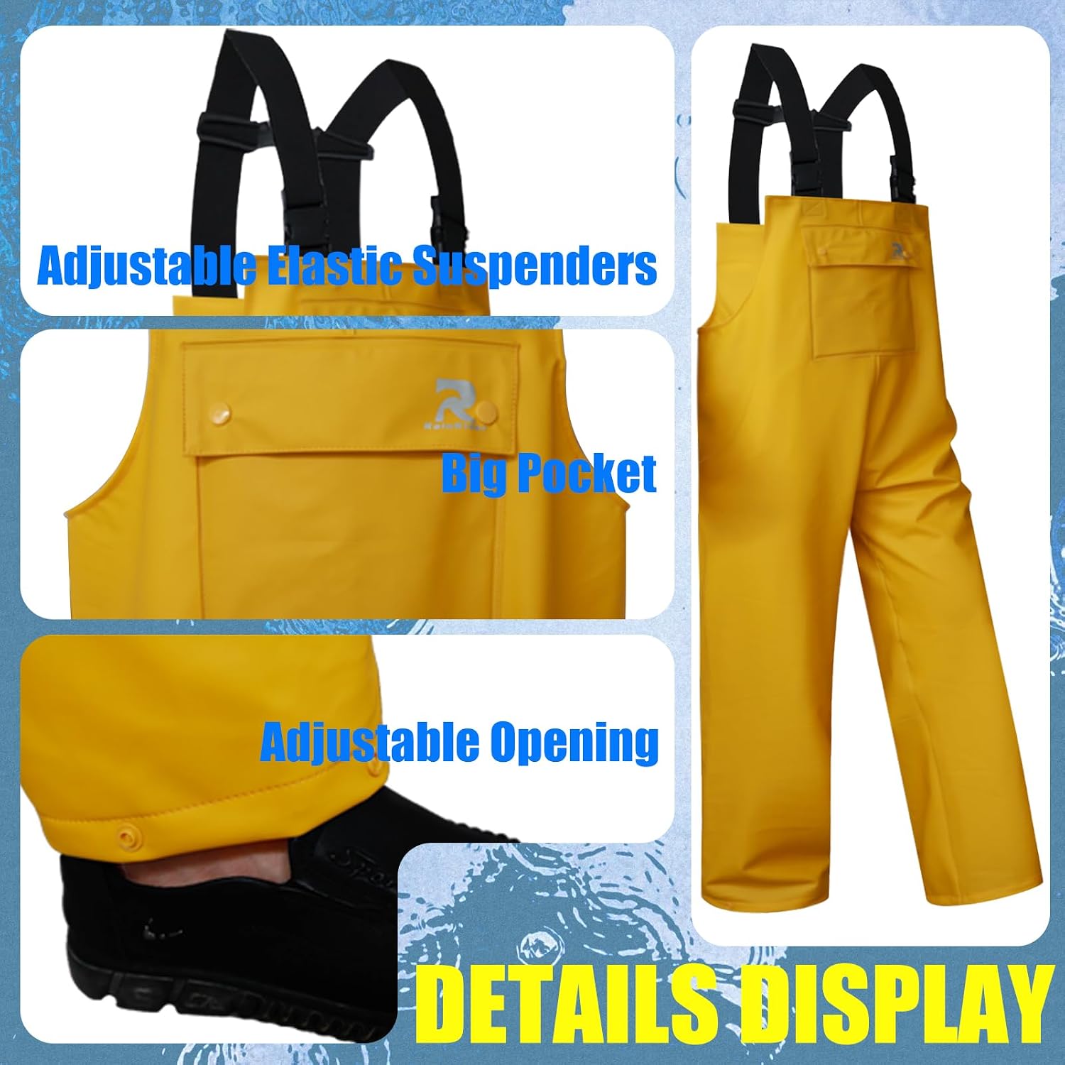 RainRider Rain Pants for Men Women Waterproof Rain Gear Bib Overalls Trousers for Fishing Hunting