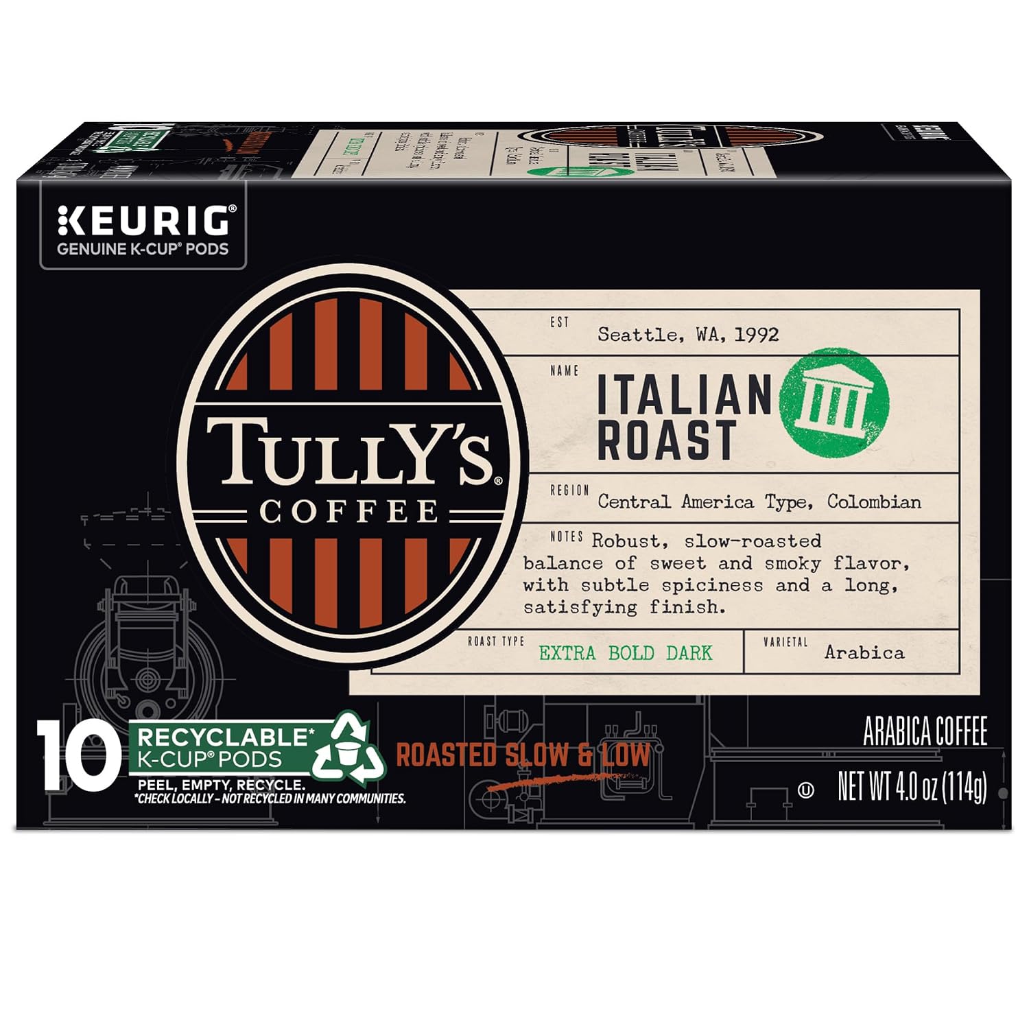 Tully's Coffee Hawaiian Blend Keurig Single-Serve K-Cup Pods, Medium Roast Coffee, 96 Count