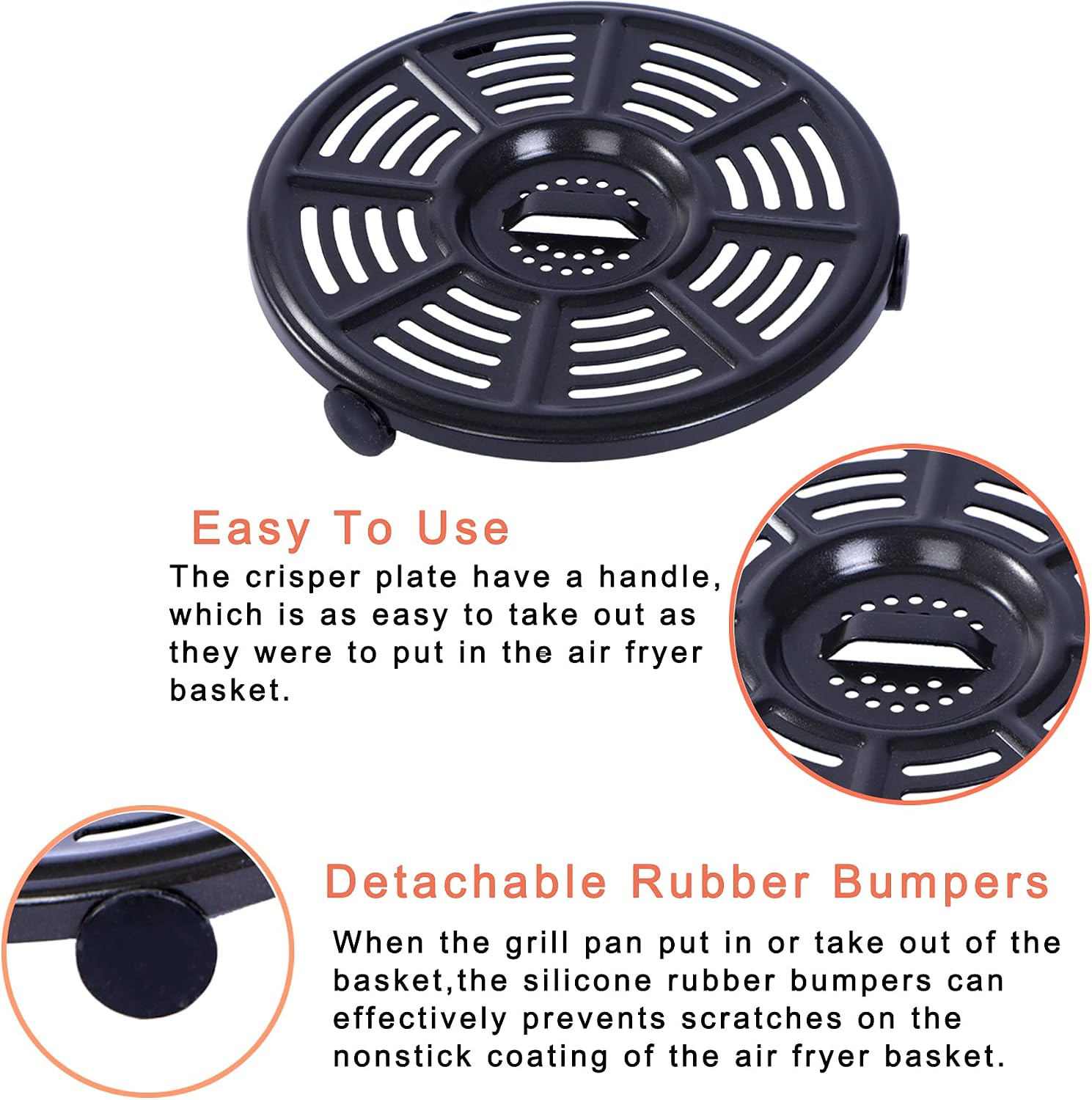 Air Fryer Replacement Crisper Plate For Ninja AF100 to AF150, Grill Pan for Ninja FD401 Foodi OP300 to OP500 Crisper Plate, Air fryer Accessories