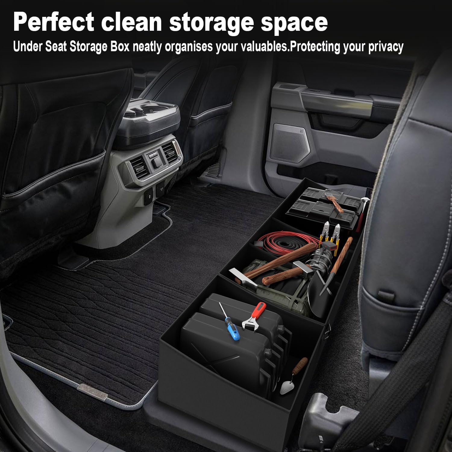 Foldable Under Seat Storage Box for Ford F-150 2017-2025 and F-250/F-350/F-450/F-550 Super Duty | Crew Cab |FOR Ford F150 Accessories Truck bed