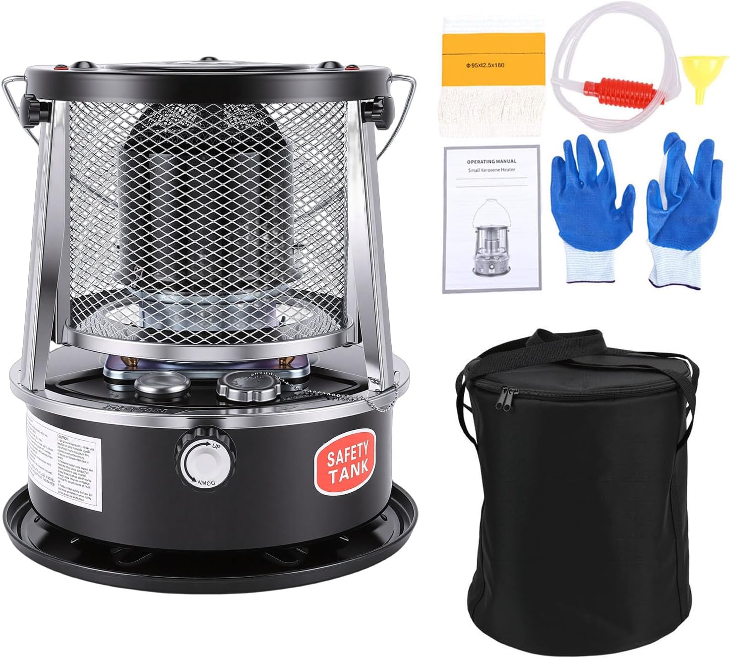 Kerosene Heater Portable Adjustable Height 2.6KW Efficient Space Heater for Camping Garage Home Use
