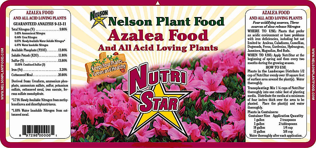 Nelson Plant Food for All Acid Loving Plants In Ground Container Patio Food Huge Blooms Azalea Jasmines Roses Camellias Gardenias NutriStar 9-13-11 (4 lb.)