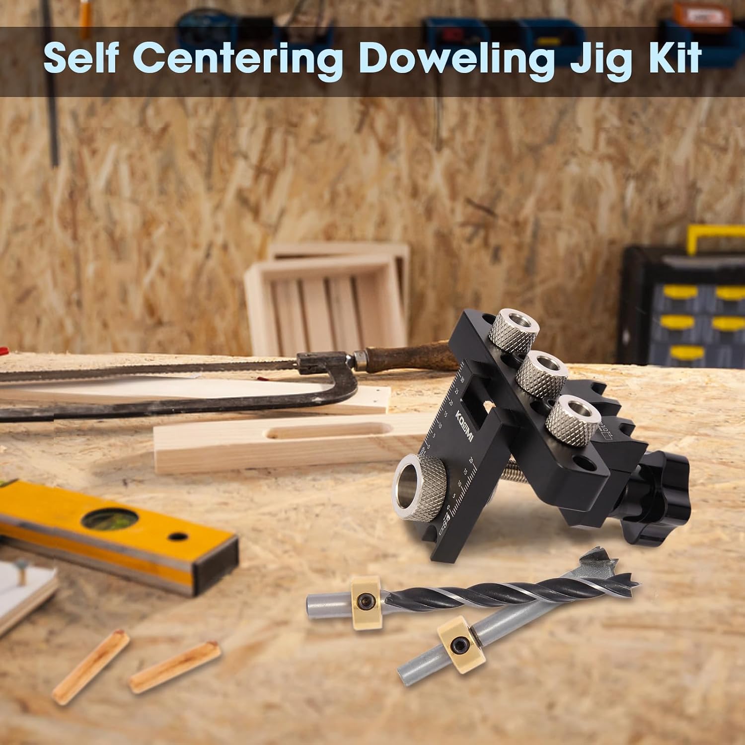 3 in 1 Dowel Jig Drill Kit Multi-Function Self Centering Doweling Jig Kit Adjustable Woodworking Drilling Locator Puncher Set Aluminum Alloy with
