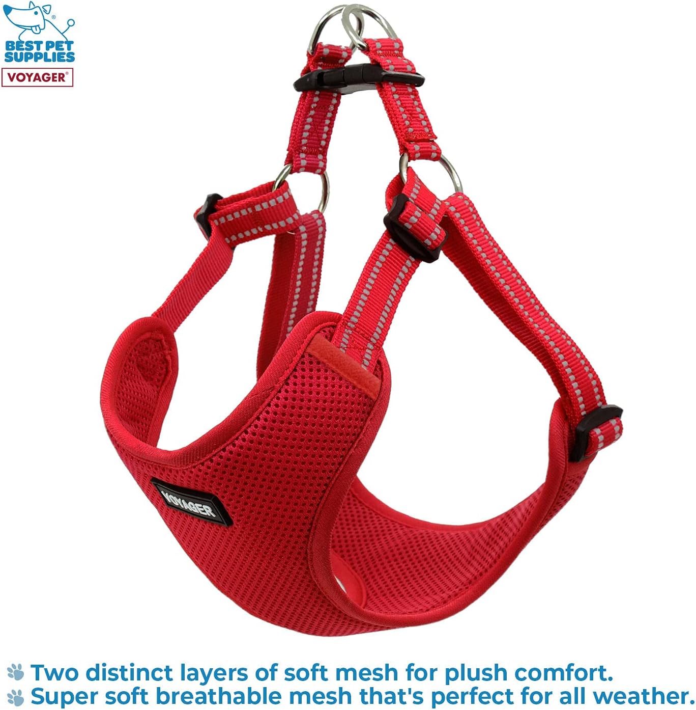 Voyager Step-in Flex Adjustable Dog Harness - Black, Medium | 17 - 21" in Chest, Fully Adjustable, Reflective Bands, All Weather Breathable Air Mesh, Lightweight, Fast Drying