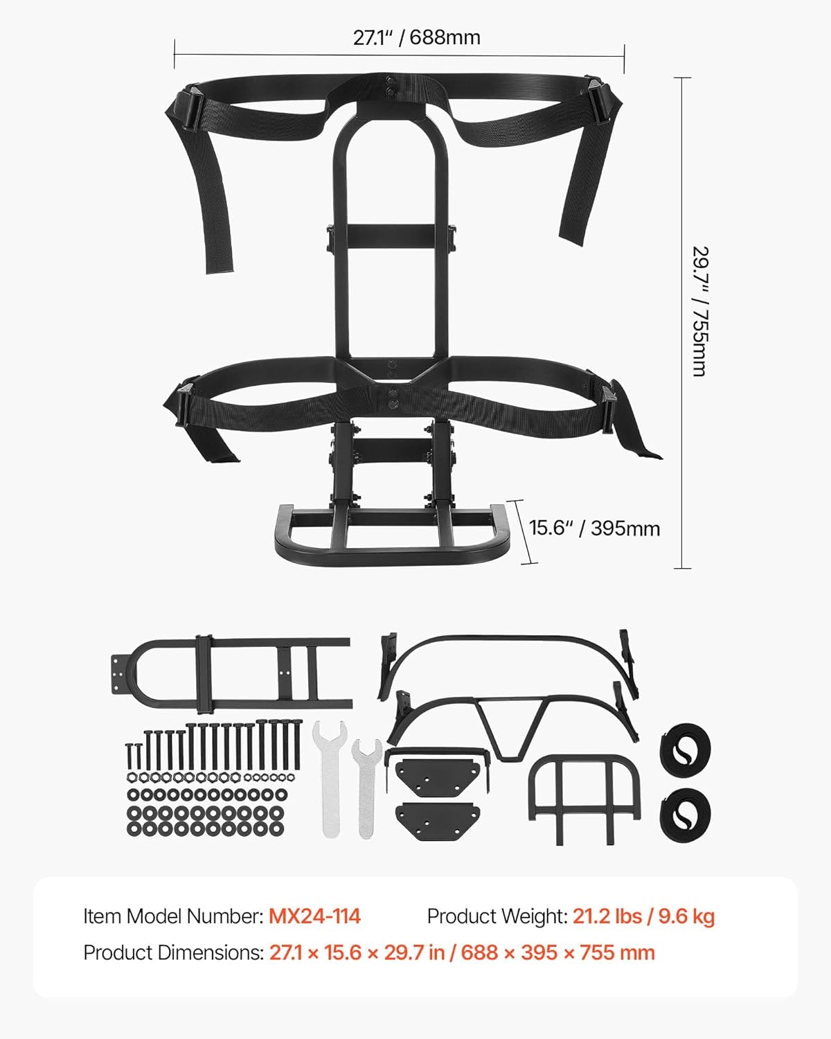 VEVOR Golf Cart Bag Holder, Compatible with Yamaha, EZGO, Club Car Rear Seat Grab Bar, Most Golf Carts, Space-Saving Carbon Steel Bag Holder Bracket