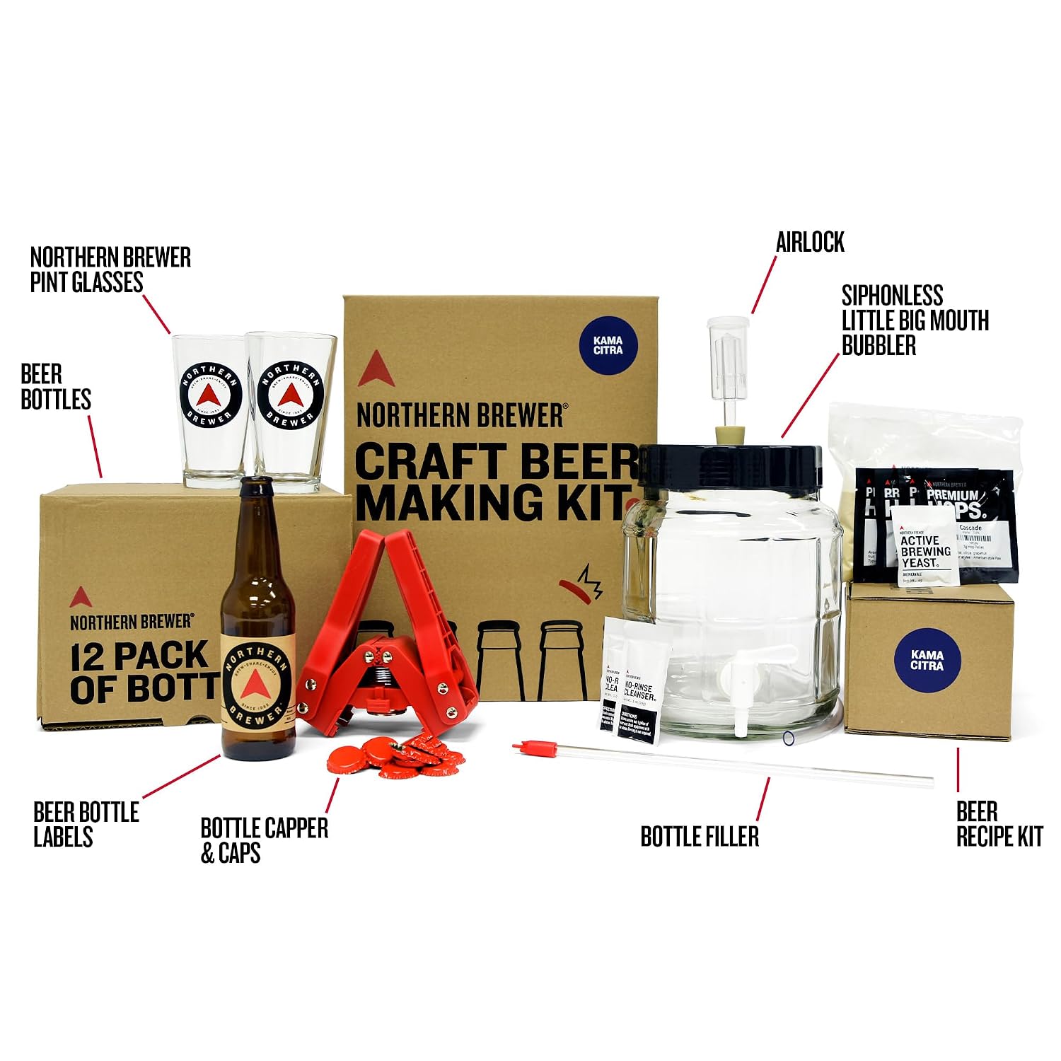Northern Brewer 1G Gift Set Beer Homebrewing Starter Kit, Kama Citra IPA
