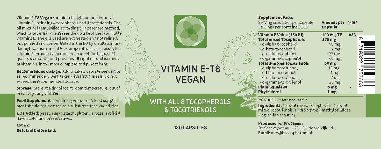 Unique Vegan Formula with All 8 Tocopherols and Tocotrienols Vitamin E – Contains no PAH’s, Heavy Metals