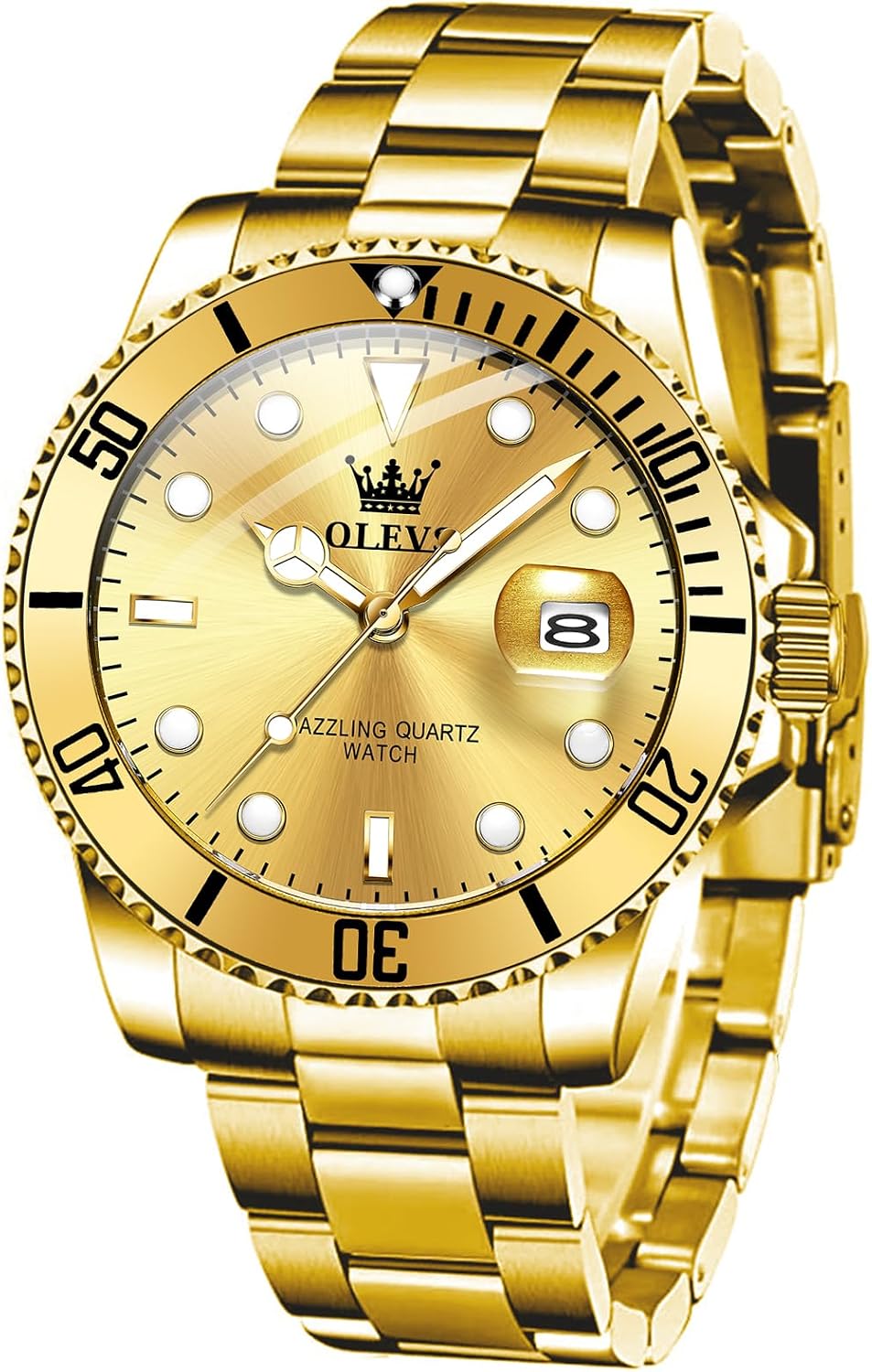 OLEVS Watches for Men,Classic Luxury Big Face Men Watches, Silver Dress Stainless Steel Men Wrist Watch with Luminous Analog Relojes para Hombres