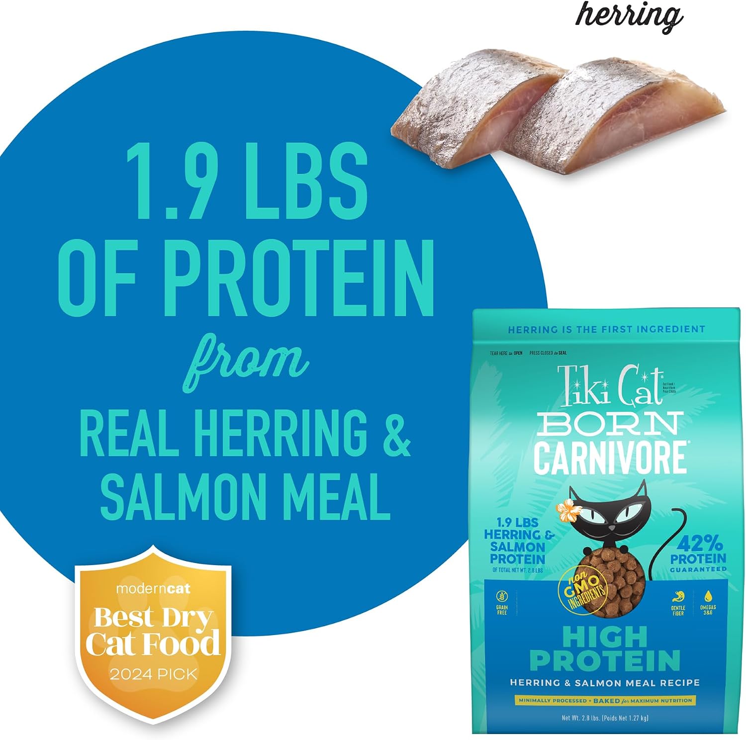 Tiki Cat Born Carnivore Dry Cat Food, Deboned Chicken & Egg, 2.8 lbs. Bag