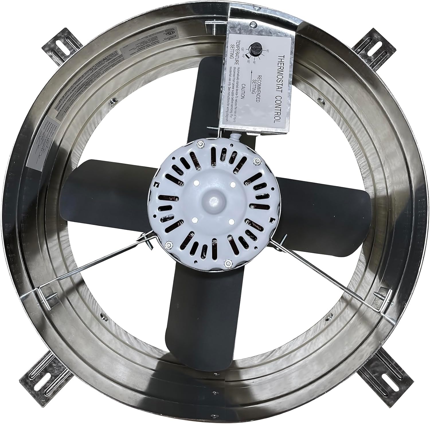 iLiving ILG8G14-12T Automatic Gable Mount Attic Ventilator Fan with Adjustable Thermostat, 2.85 Amp, 2339 CFM, Single-Speed | Automatic