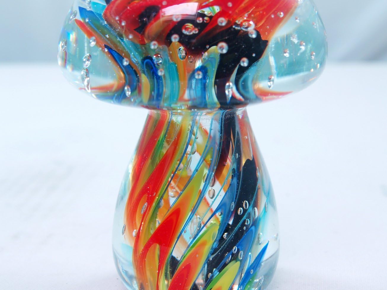 M Design Art Handcraft Huge Rainbow Colorful Layer Mushroom Glass Paperweight