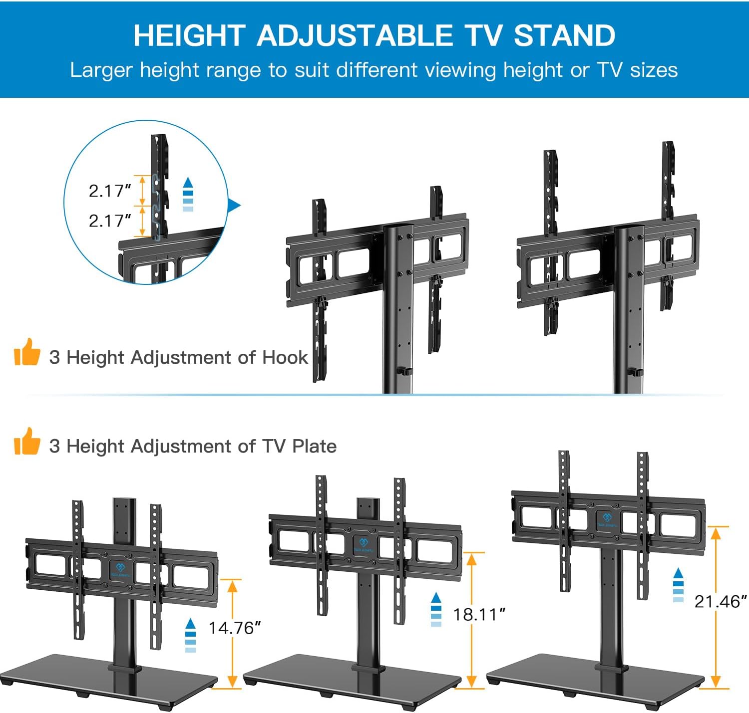 PERLESMITH Universal TV Stand Legs for 37-78 inch TVs to 99lbs with Mount