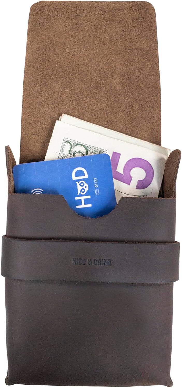 Hide & Drink, Card Organizer Pouch, Holds Up to 12 Cards Plus Folded Bills, Coin Holder, Vintage Case, Stylish Accessories, Full Grain Leather