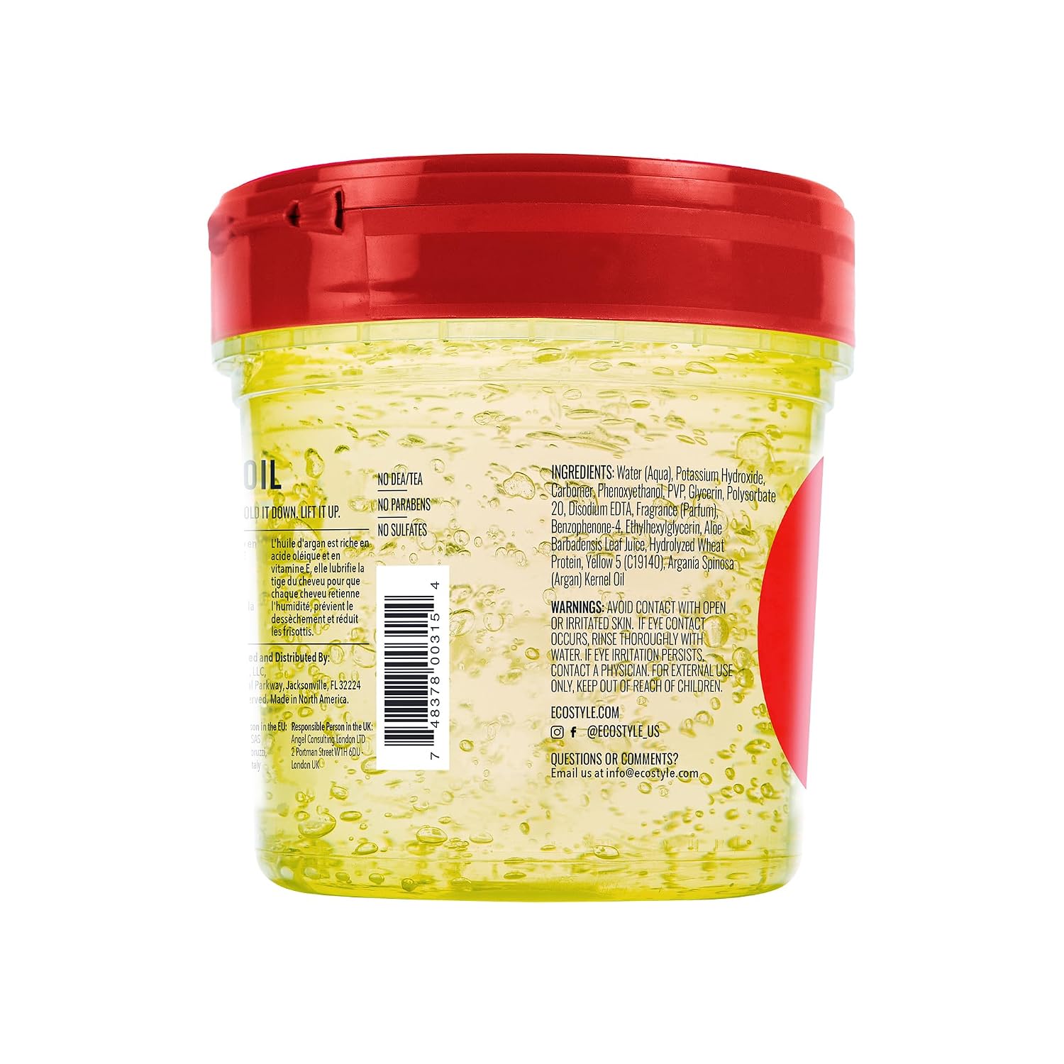 Eco Style Moroccan Argan Oil Styling Gel - Promotes Healthy Hair - Nourishes And Repairs - Delivers Long Lasting Shine - Provides Maximum Hold and Helps Tame Frizz - Ideal For All Hair - 8 oz