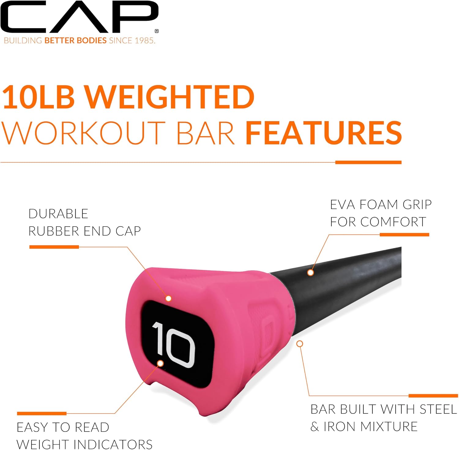CAP Barbell Weighted Workout Bar | 5-20 lb | Multiple Options