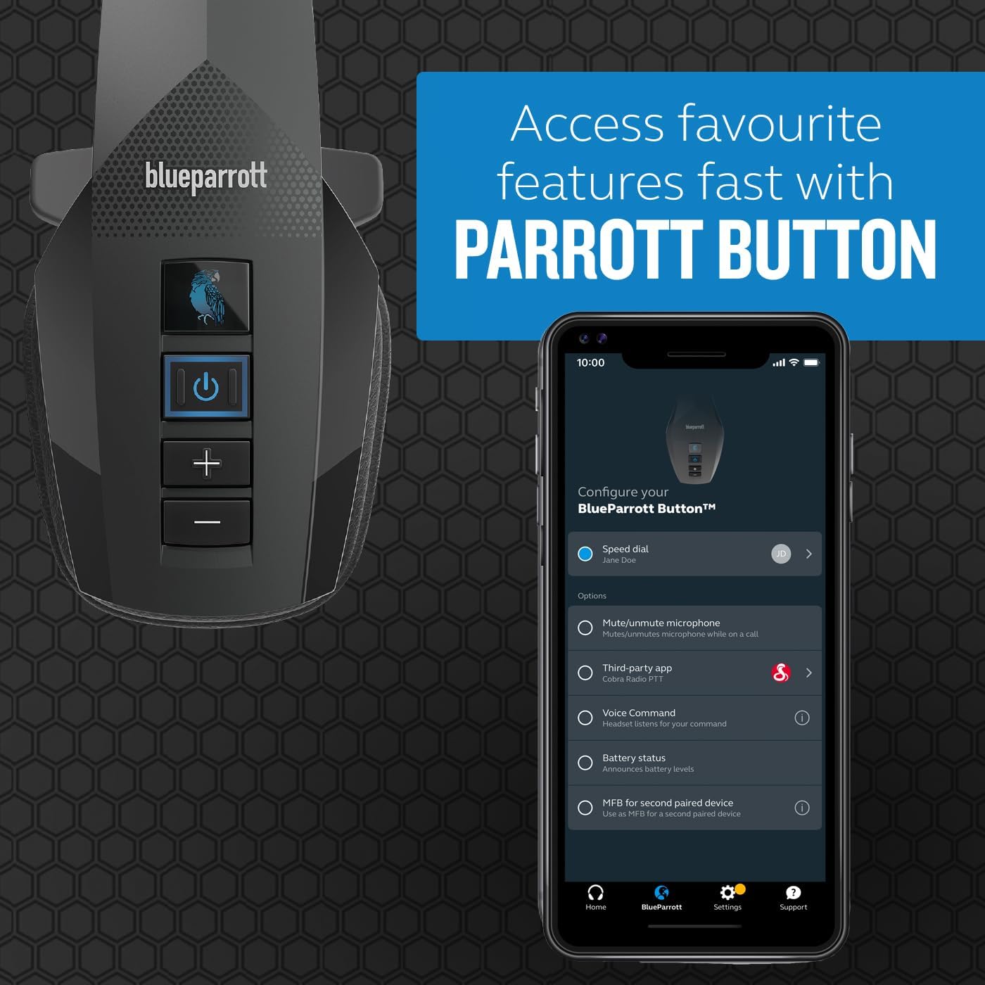 BlueParrott B550-XT Bluetooth Headset | 96% noise canceling headset for truck drivers; voice control, IP54-rated, 24 hr talk time