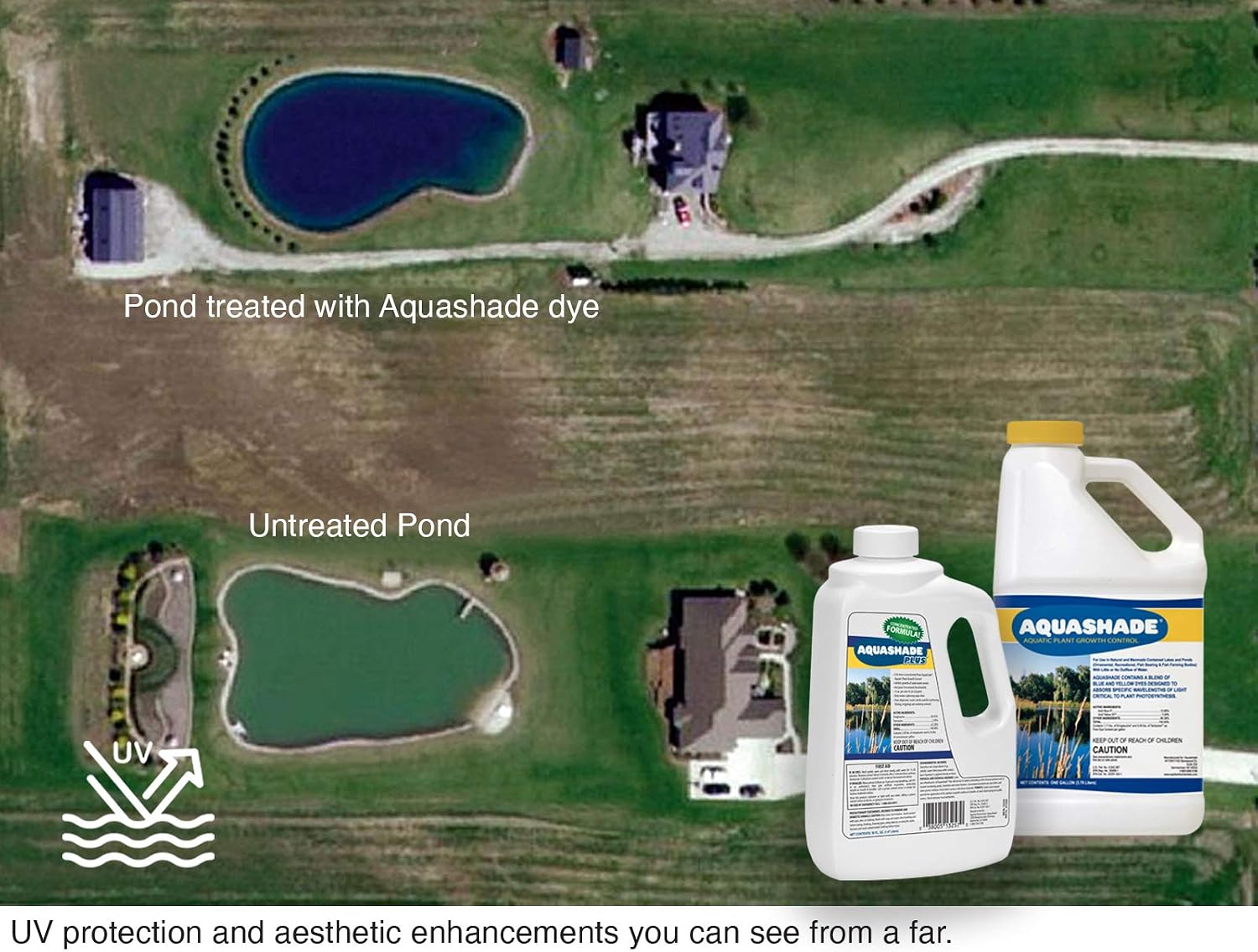 Aquashade Blue Pond Dye - 1 Gallon EPA-Approved Sunlight Blocker for Algae - Weed Suppression - Safe for Fish