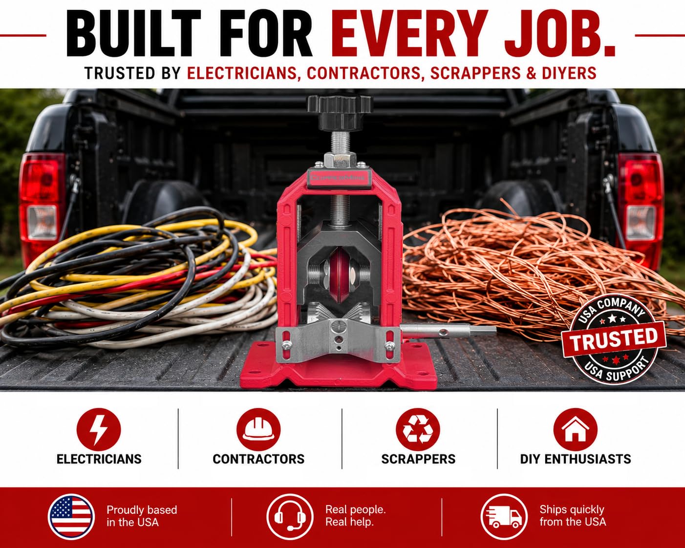 Wire Stripping Machine, Drill Powered Benchtop Wire Stripper Machine for 18 AWG to 1-1/2" Cable, Large Cable Wire Stripper