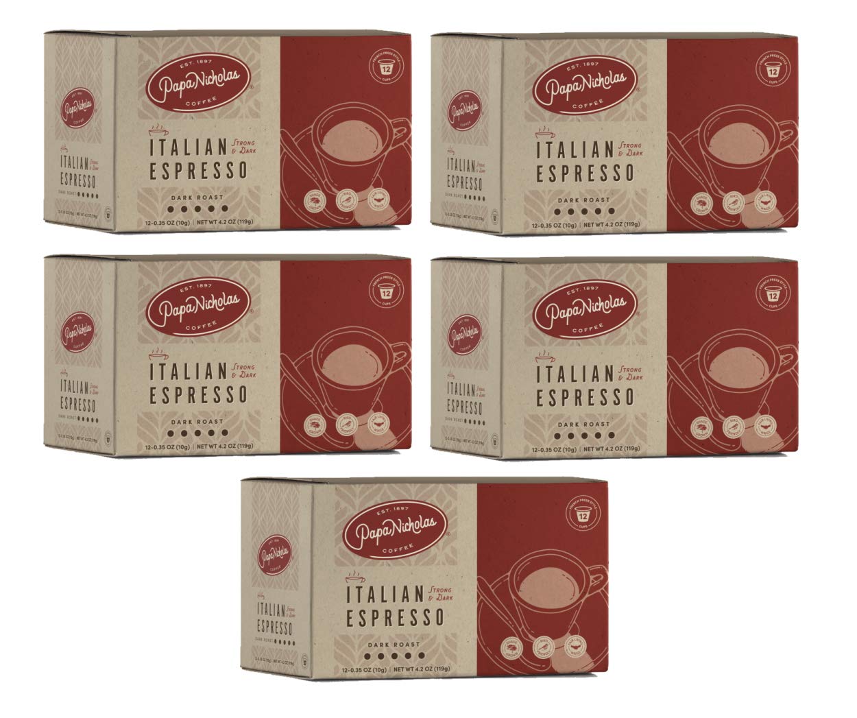 Papanicholas Coffee Single Serve Coffee Cups, Fits Keurig K Cup Brewers, Coffee Pods Hawaiian Islands Blend,12 Ounce