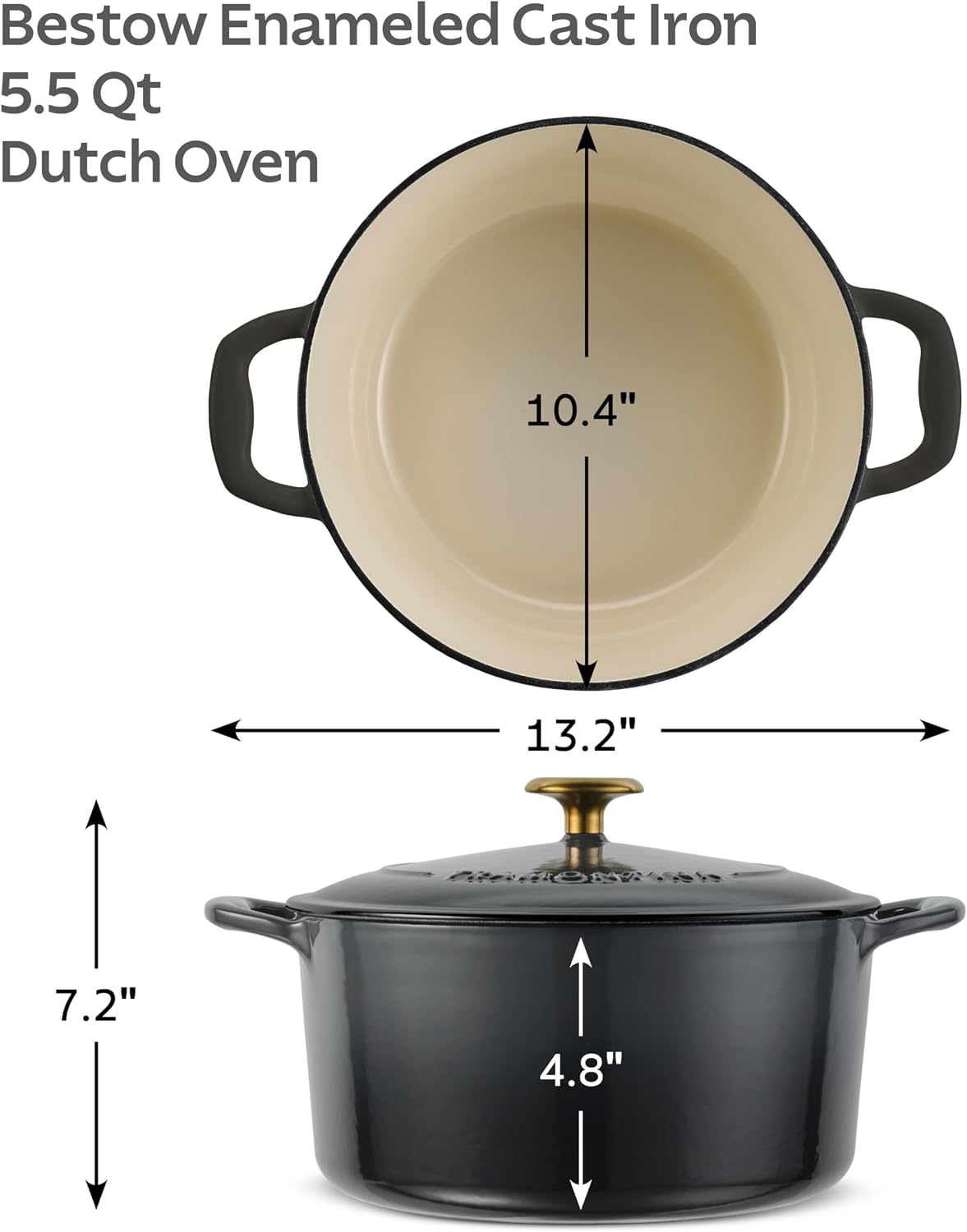 Tramontina Bestow Enameled Cast Iron 4-Qt Braiser Pan with Lid, Blue | Oven-to-Table Casserole Dish, Great for Shallow Braises & Simmers