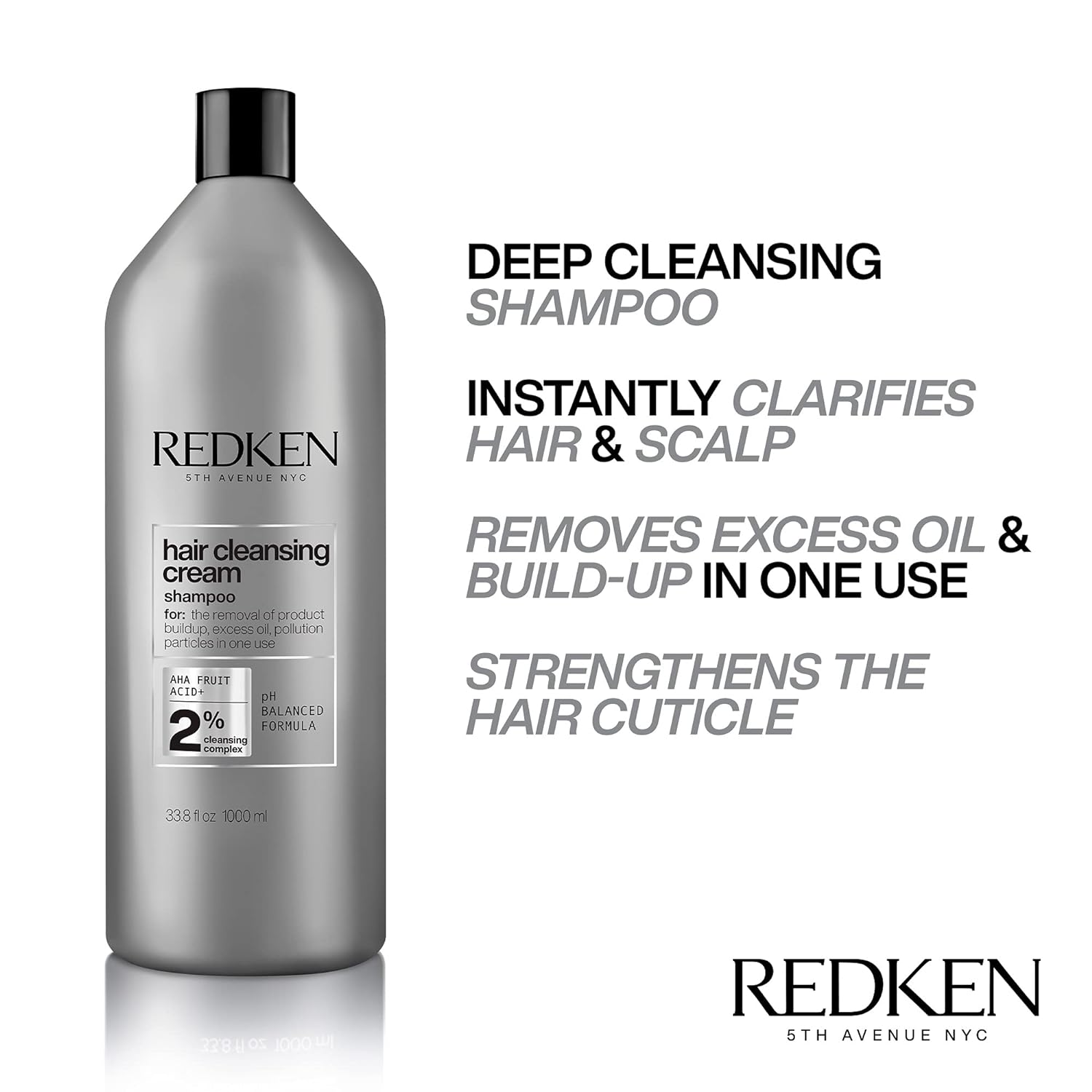 Redken Detox Hair Cleansing Cream Clarifying Shampoo For All Hair Types - Removes Buildup and Strengthens Hair Cuticle