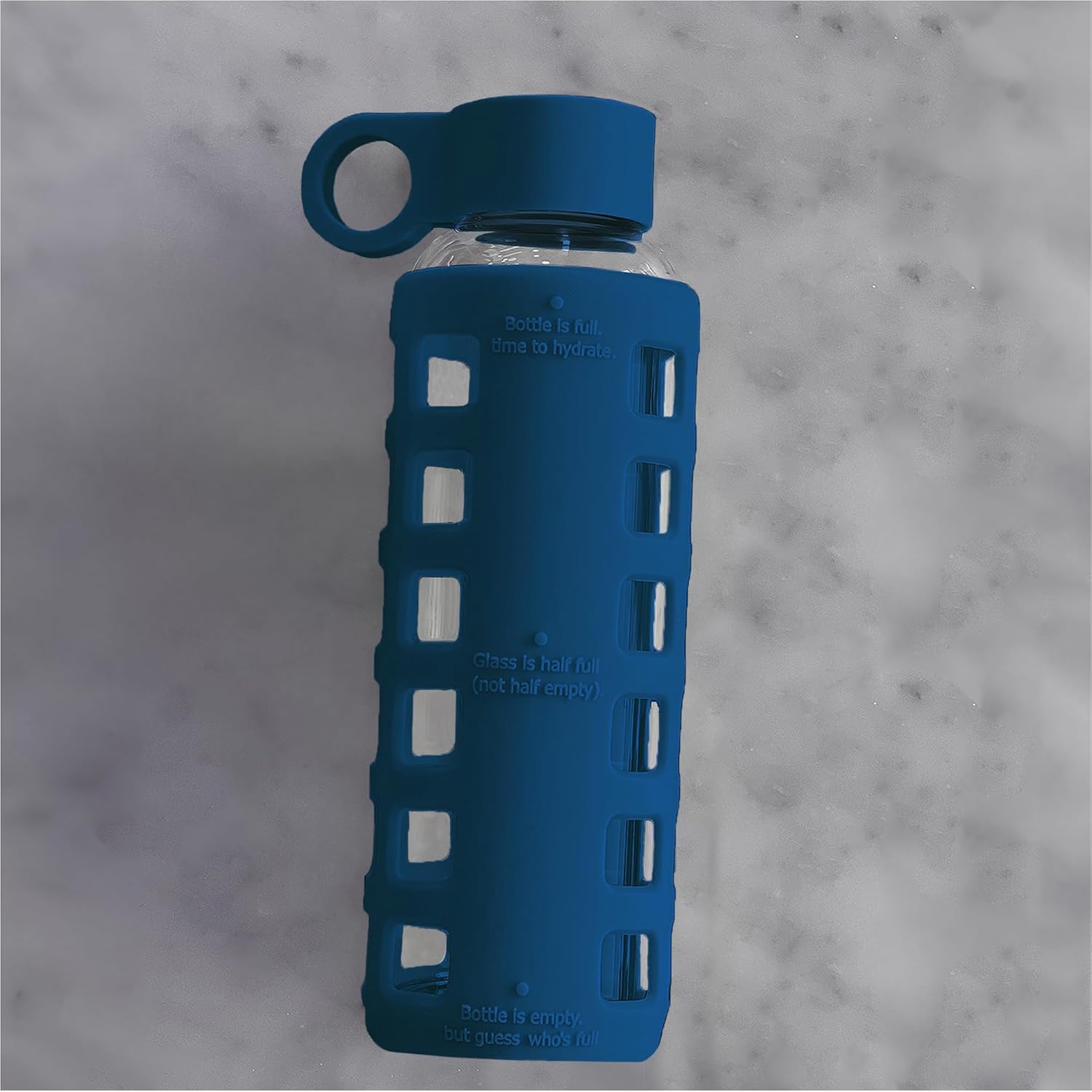 purifyou 40oz / 32oz / 22oz / 12oz Borosilicate Glass Water Bottle with Time & Volume Markers, Silicone Sleeve