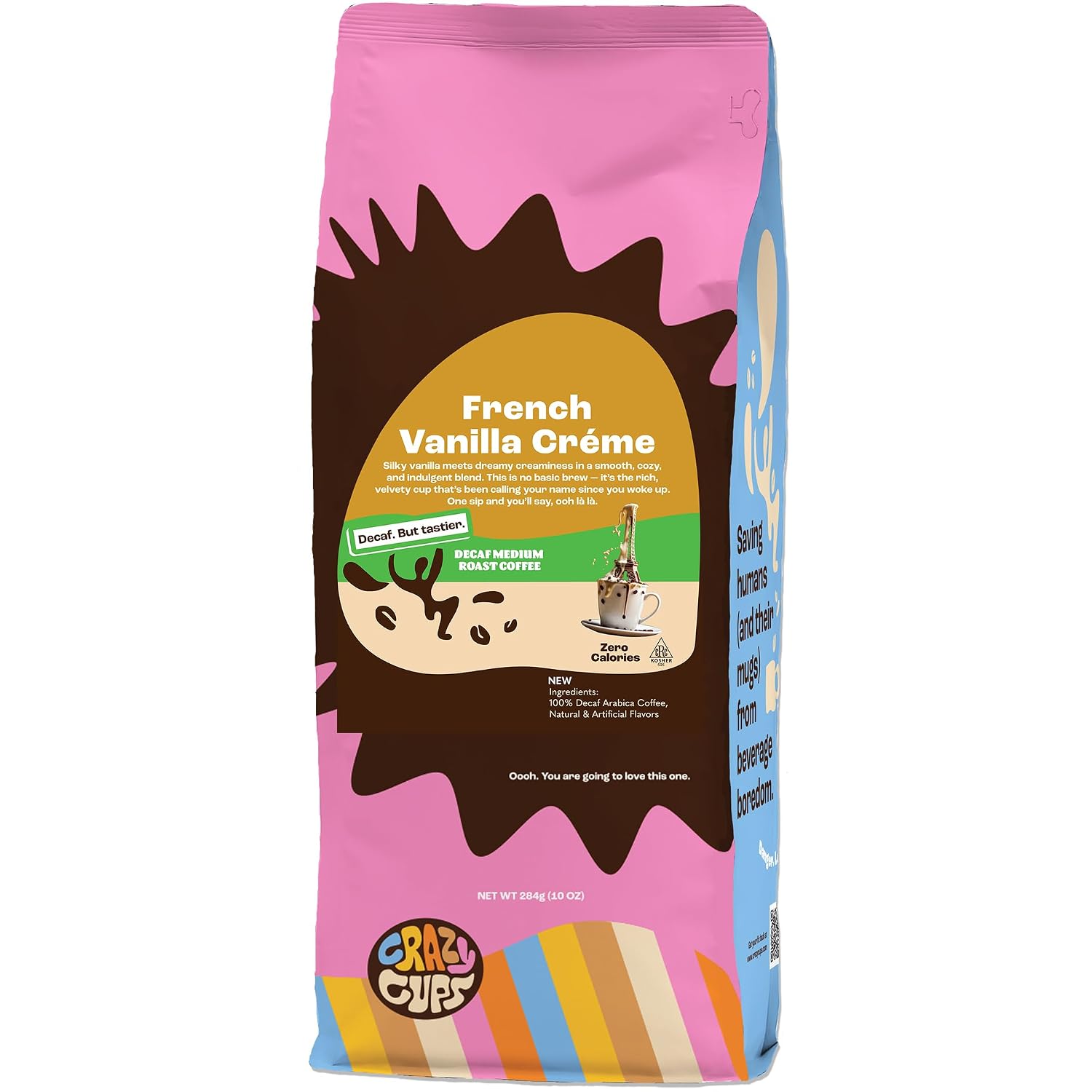 Crazy Cups Flavored Ground Coffee, Cinnamon French Toast, in 10 oz Bag, For Brewing Flavored Hot or Iced Coffee