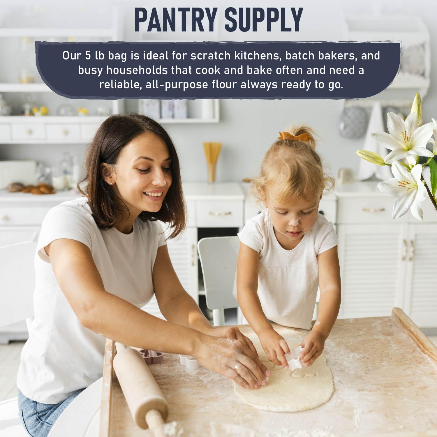 Great River Milling Organic Lily White All Purpose Flour, 25 lb | Organic Lily White All-Purpose Flour for cookies, cakes, muffins, biscuits, breads, pizza dough and pie crust; balanced