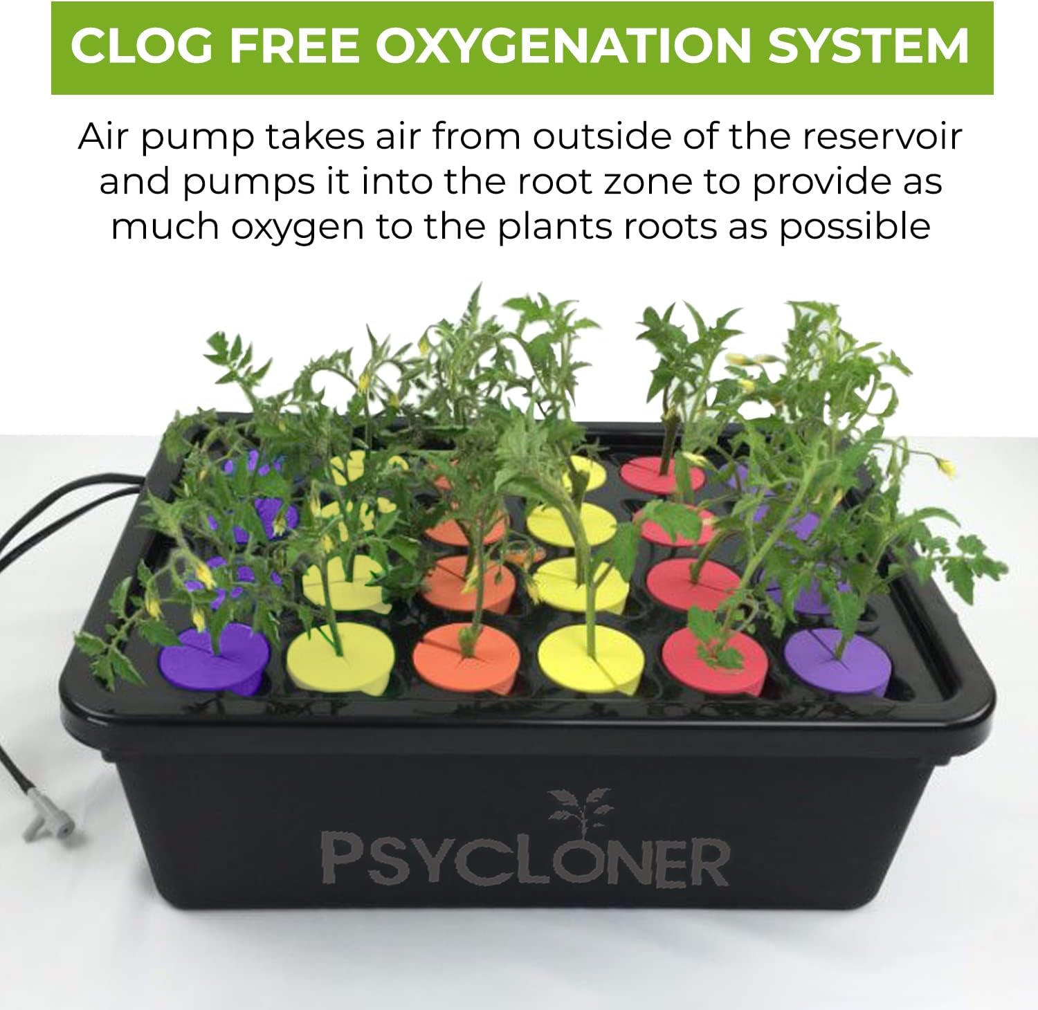 Psycloner Clone Machine, Hydroponics System, Cloner for Plant Cuttings, Propagation, 2 Gallon, Deep Water Culture, DWC (24 Site)