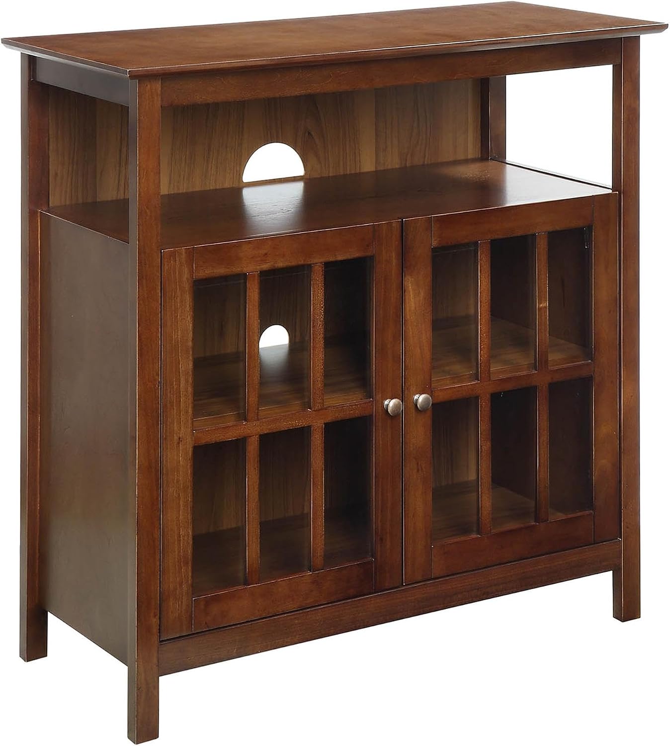 Convenience Concepts Big Sur Highboy TV Stand with Storage Cabinets and Shelves in White Finish