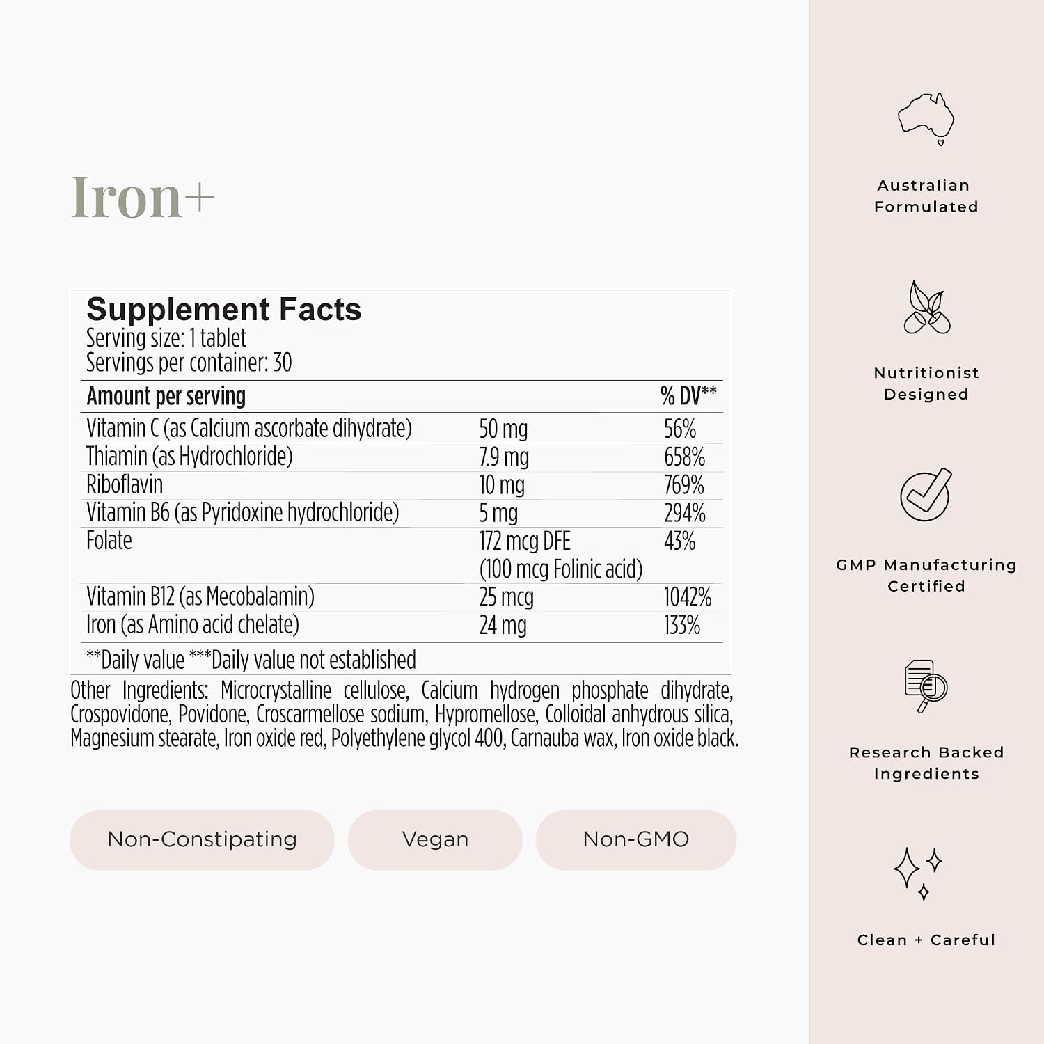JSHealth Iron Supplement with Vitamin C. Ferrochel Iron Supports Energy Levels. Non-Constipating