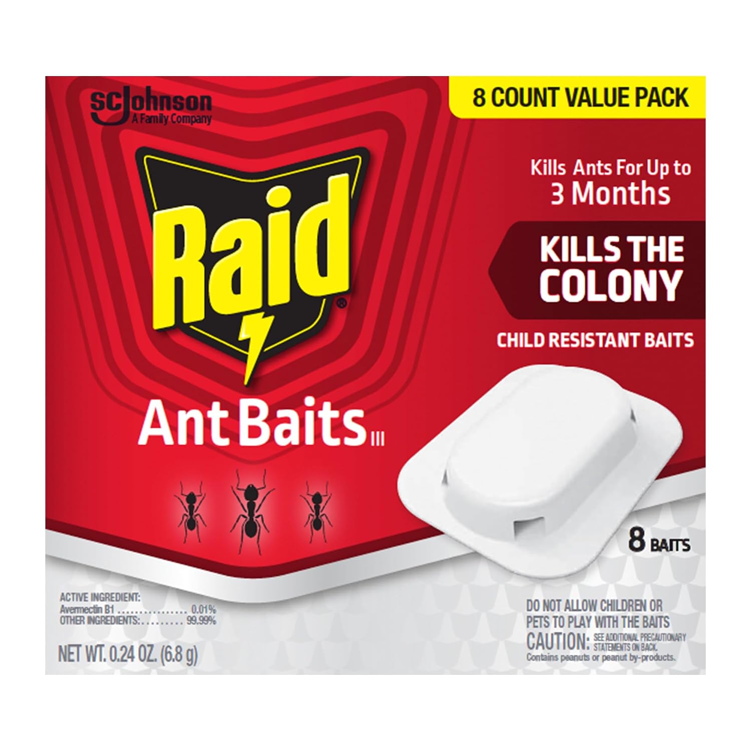 Raid Ant Killer Baits, Child Resistant Bug Killer for Indoor Home Use, 0.24 Oz, 8 Count
