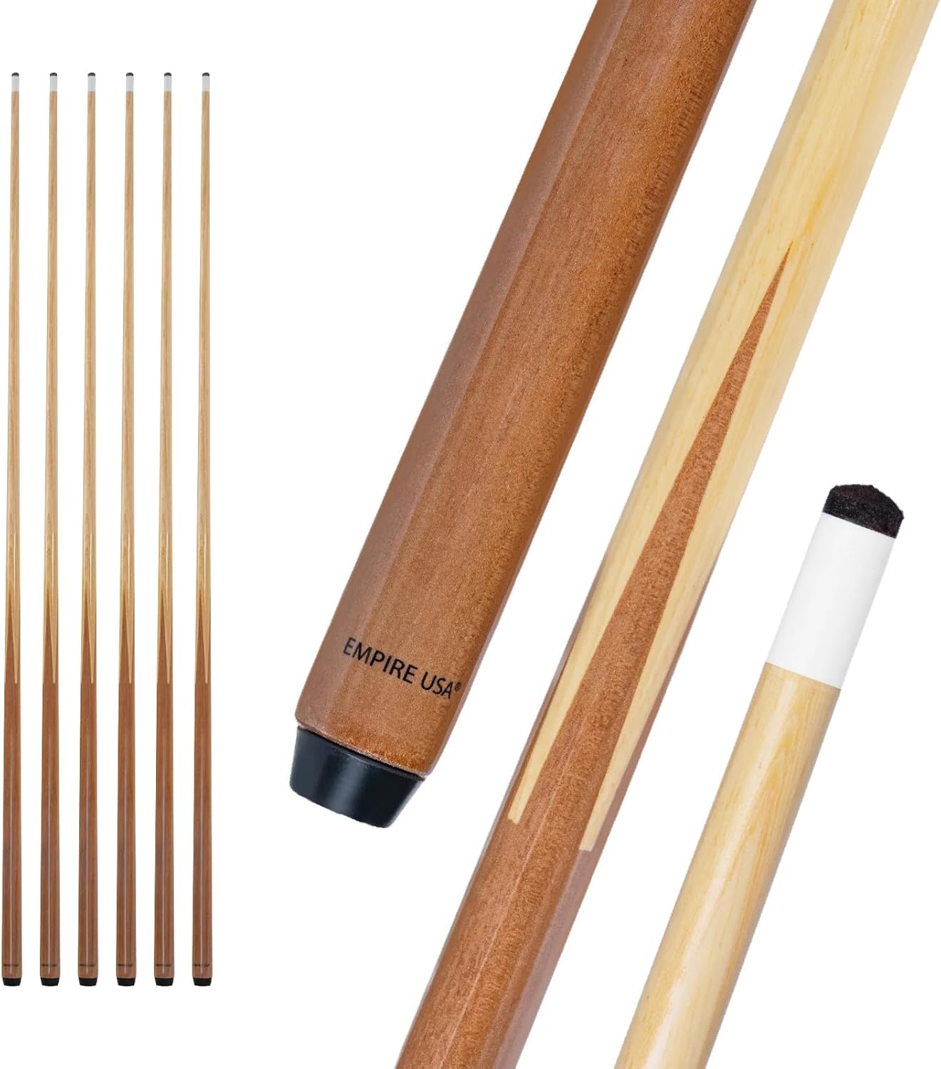 Set of 6 Pool Cues 57" One-Piece Hardwood Billiard Cue Sticks | One-piece
