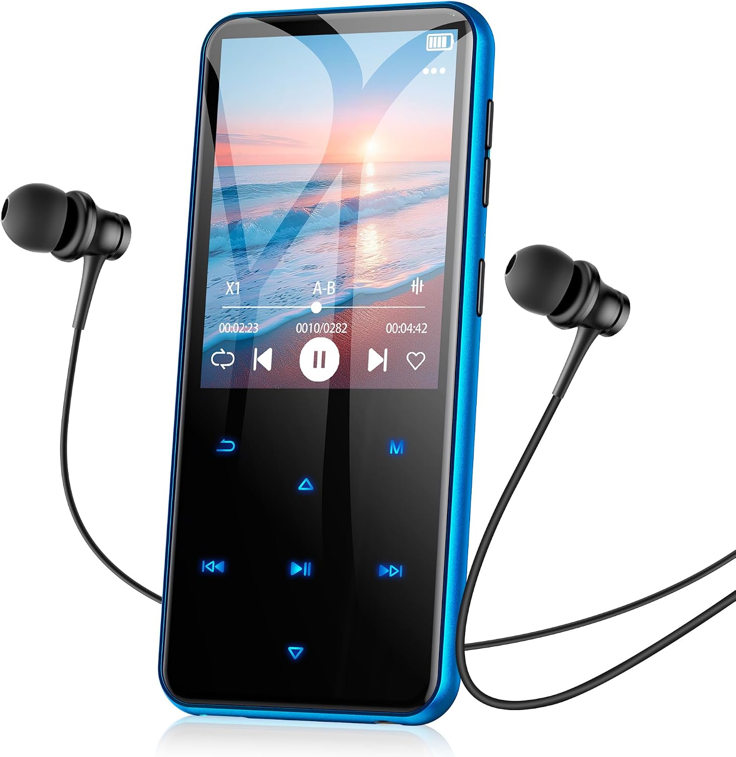 AGPTEK 64GB MP3 Player with Bluetooth, M3 2.4'' Player with Speaker | with FM Radio, Touch Buttons, Supports Up to 128GB(Purple)