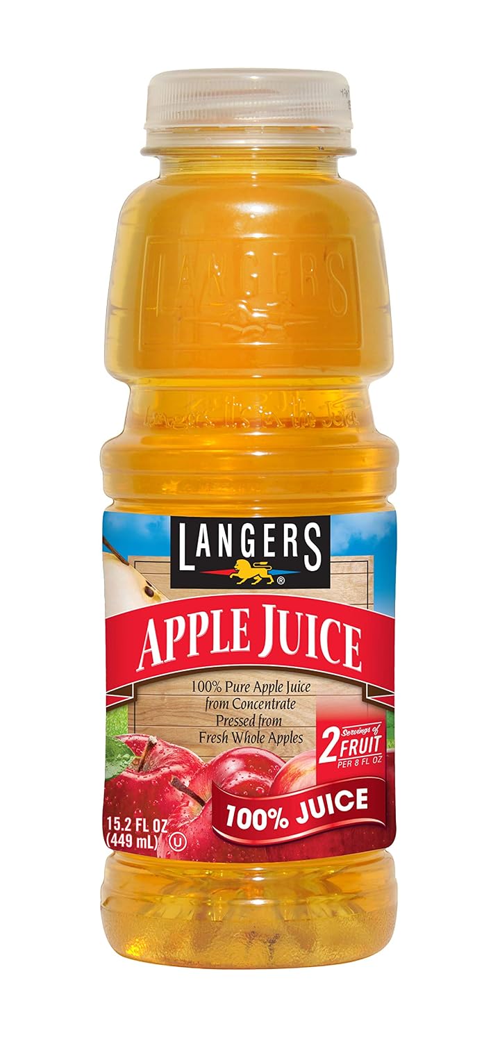 Langers 100% Apple Juice, 15.2 Fl Oz (Pack of 12)